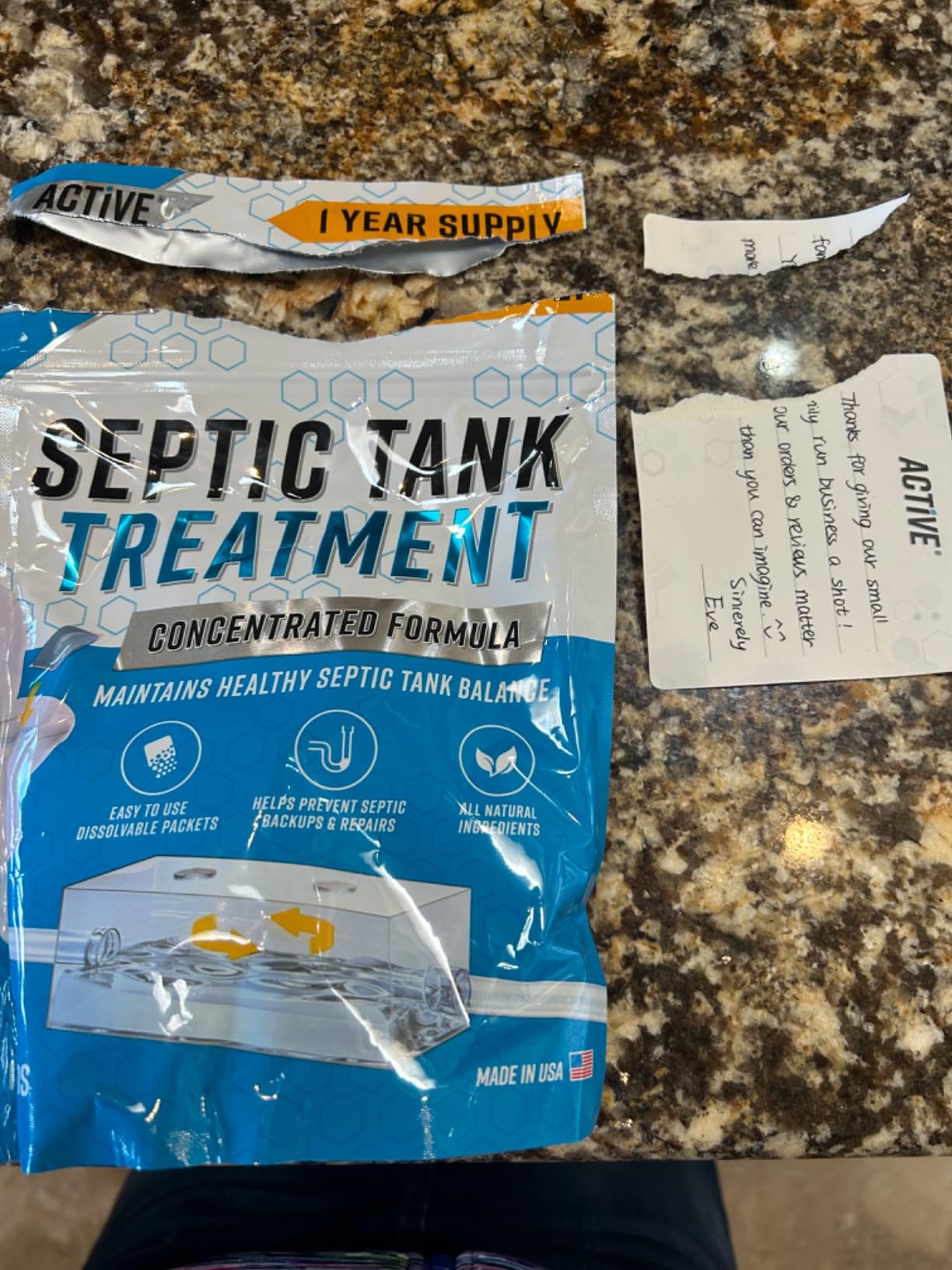 Septic Tank System Treatment Pods - 12 Dissolving Packets | Enzyme-Producing Live Bacteria Solution | 1 Year Supply Professional Eco-Friendly Maintenance | Prevent Clogs, Odor & Backups | Made in USA customer photo 2