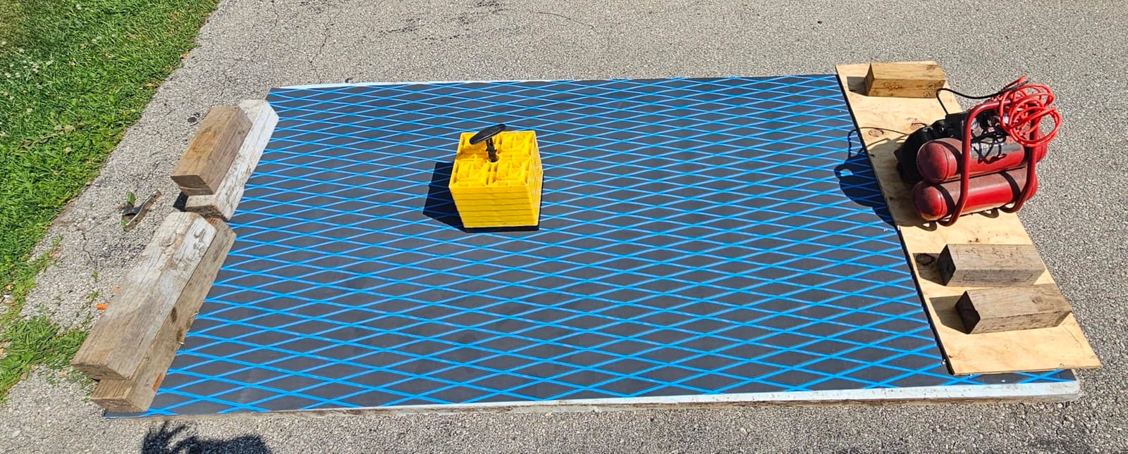 FOCEAN Boat Flooring EVA Foam Boat Decking Marine Mat Non-Slip Self-Adhesive Flooring Sheet for Motorboat Jon Boats Bass Boat Kayak RV Floor, 94.5''x 47.2'', Grey with Black Lines customer photo 1