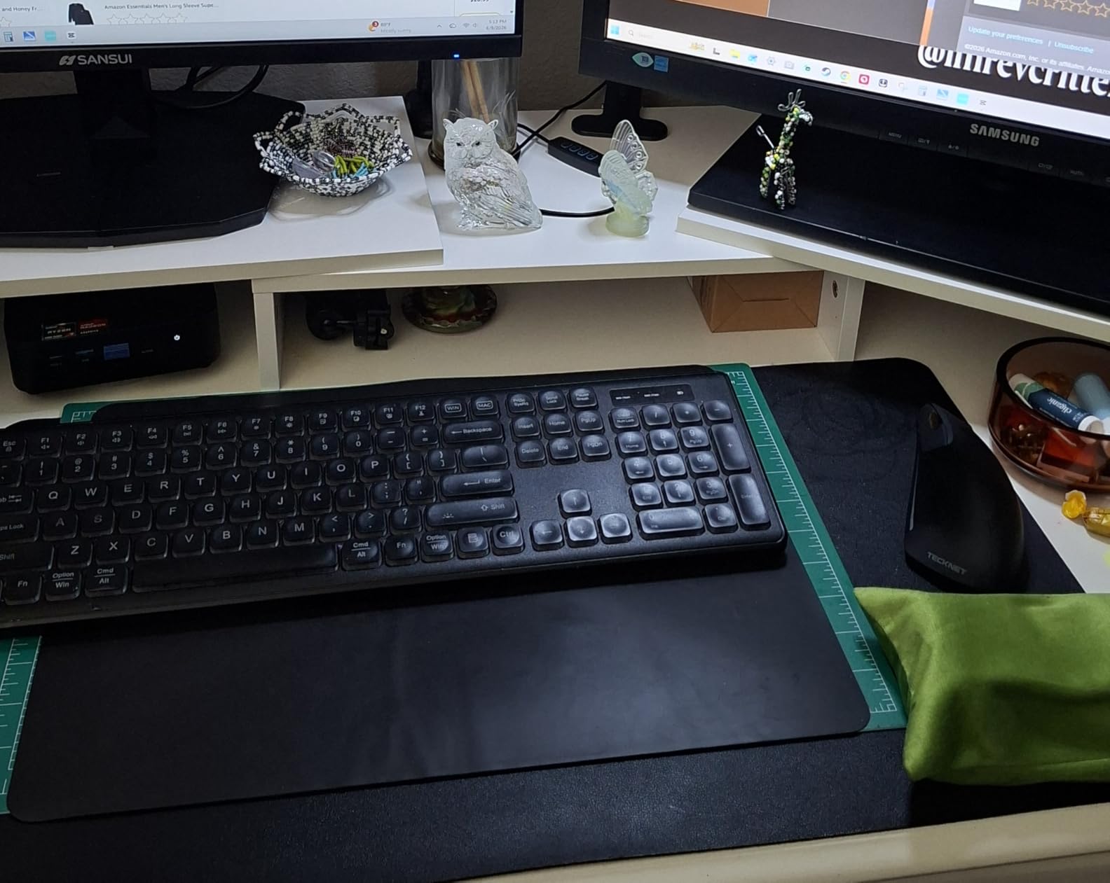 BONTEC Dual Monitor Stand Riser, Adjustable Length & Swivel Angle, White customer photo 2