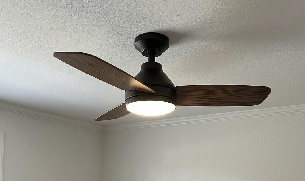 Amico 42 Inch Black Low Profile Ceiling Fans with Lights and Remote | Flush mount, 3-color dimmable light, quiet reversible DC motor, easy install, memory, timer, bedroom, covered outdoor areas customer photo 2