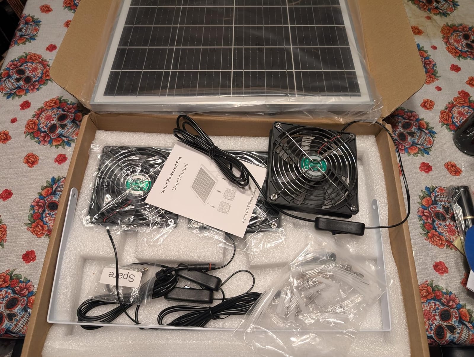 5 Inch Solar Powered Fan, Solar Exhaust Intake Fan Kit, IPX7 Waterproof Dual Fans with 13Ft On/Off Switch Cable, Cooling Ventilation for Greenhouse, Chicken Coop, Shed, Outside No Battery customer photo 2