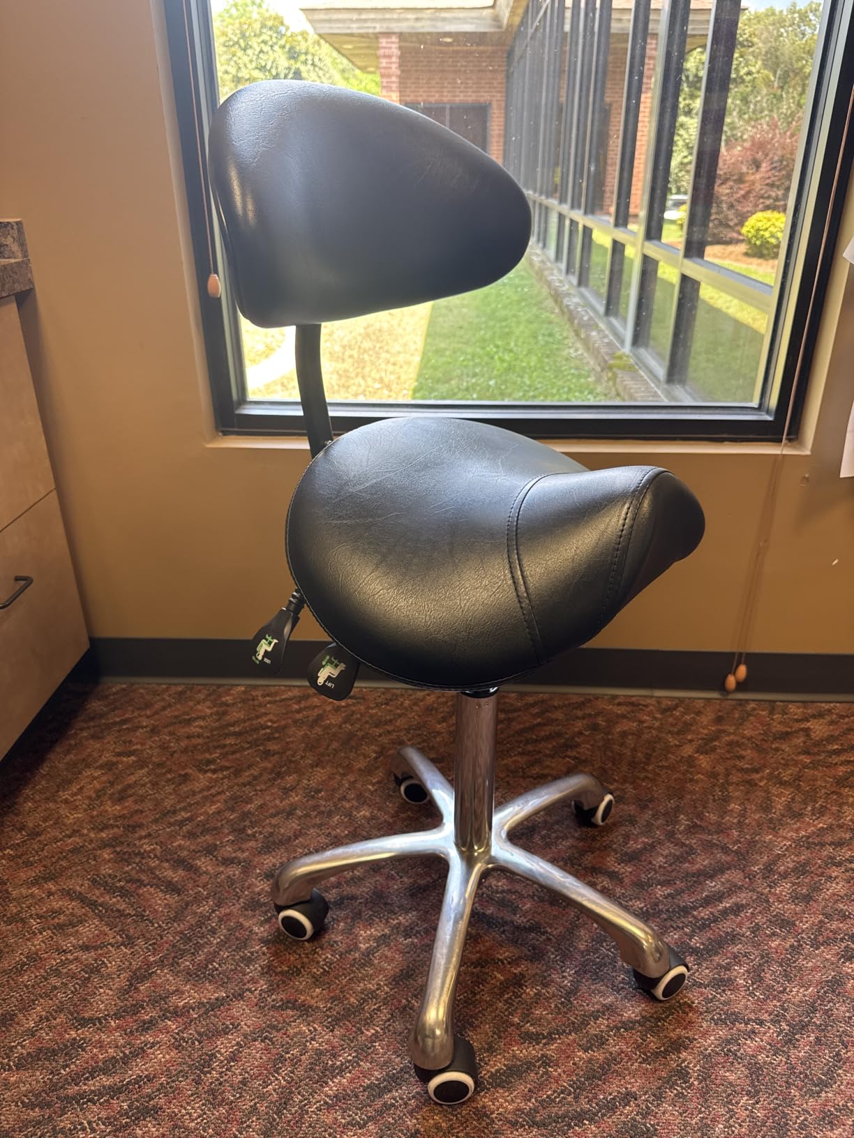 Saddle Stool Chair with Back Support, Ergonomic Esthetician Stool Chair for Salon Tattoo Spa Medical Dentist Clinic customer photo 2