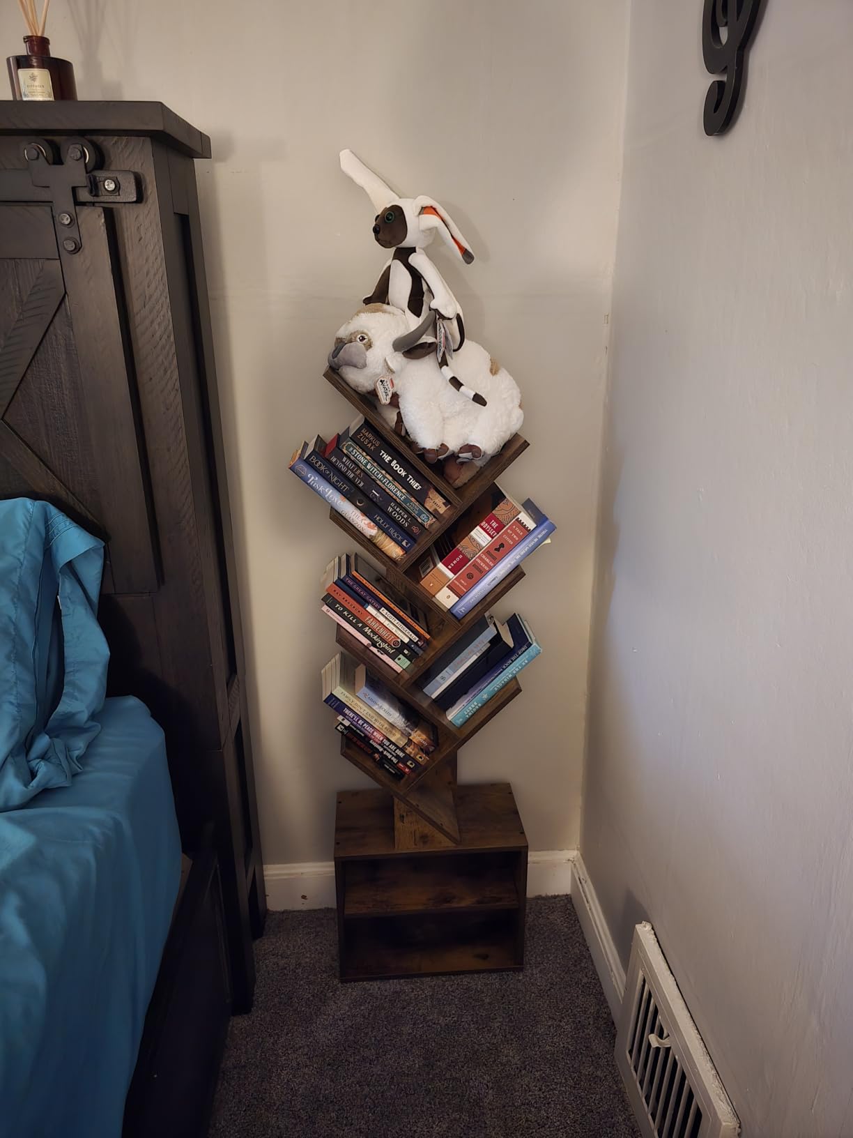 SUNMORY 6 Tier Tree Bookshelf, Tall Small Bookcase with Storage Cabinet customer photo 2