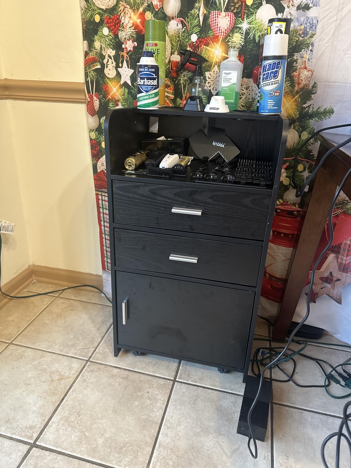 4ever2buy Salon Station for Hair Stylist, Salon Station Cart with Wheels | Black Beauty Barber Station, Mobile Organizer for Salon, Spa, Barbershop, Nail & Beauty Tools customer photo 1