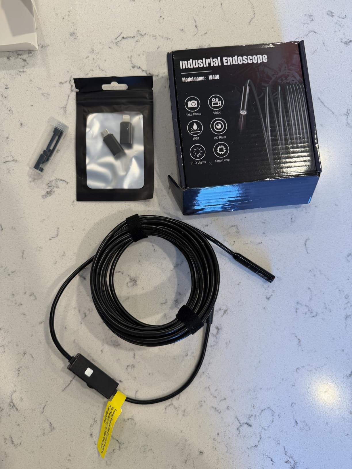 Endoscope Camera with Light,1920P HD Borescope Tools with 8 Adjustable LED Lights, Endoscope with Semi-Rigid Snake Camera, IP67 Waterproof Inspection Borescope for iOS and Android-16.4ft Dual-Lens customer photo 1
