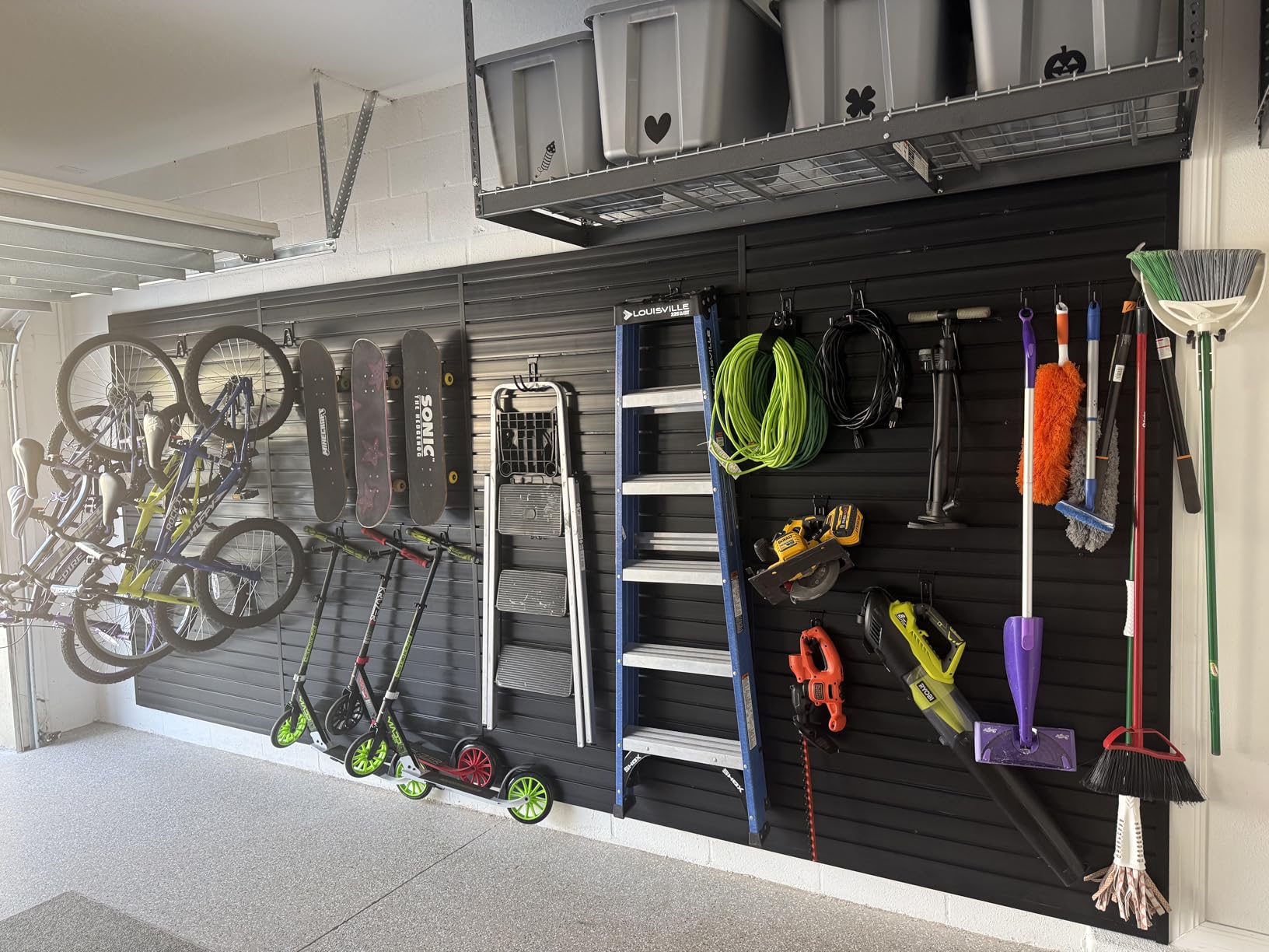 FRAYSCENT Slat Wall Paneling Garage Wall Organizer, Slatwall Panels Black 8ftx4ft customer photo 2