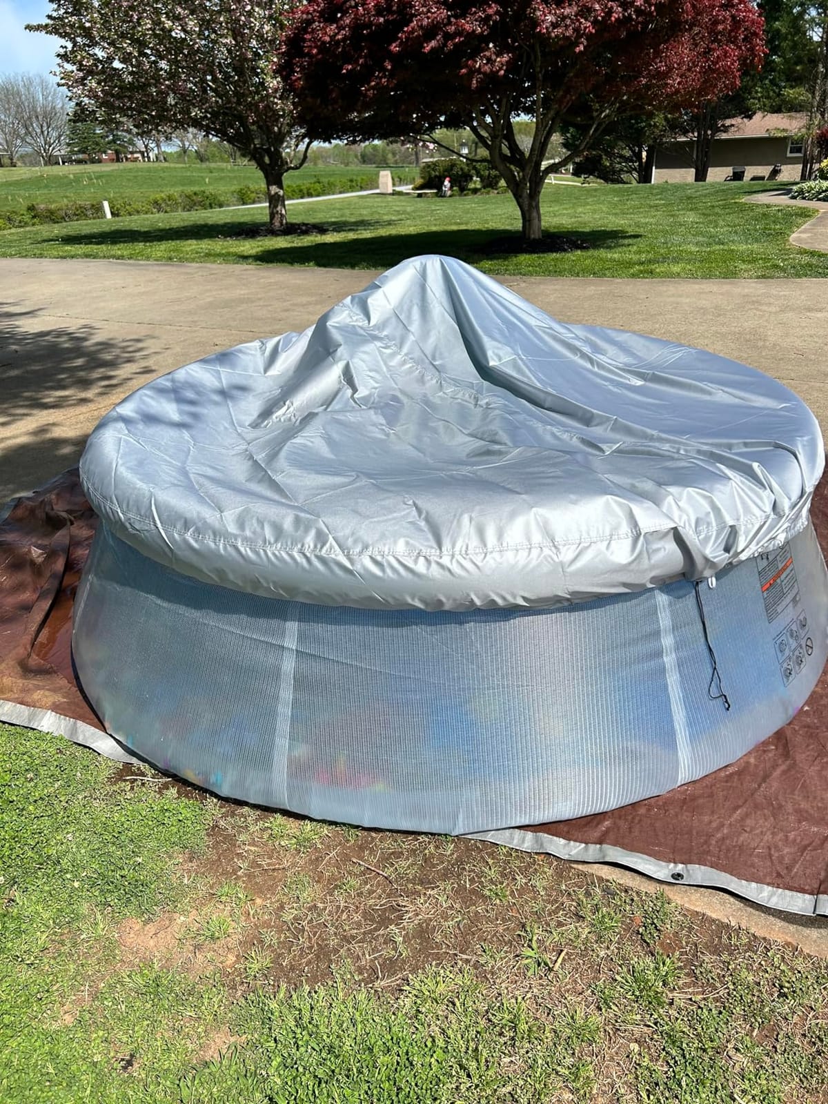 iCOVER Inground Pool Safety Cover, Fits 20x40ft Rectangular Pools with 4x8ft Center End Step, Winter Pool Covers for Inground Pools, Safety Pool Covers, Triple Stitched High Strength, Green customer photo 2