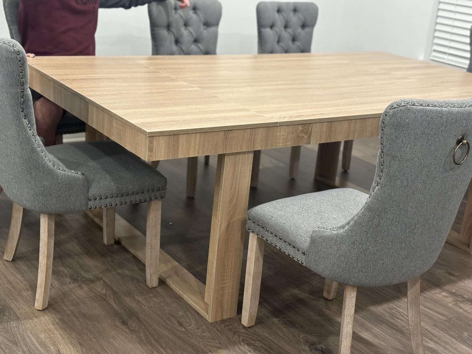 ECACAD 7FT Conference Table for 6-8 People, Large Rectangular Meeting Table, Modern Seminar Table for Office Meeting Conference Room, Black and Deep Brown (86.8L x 47.2W x 29.4H) customer photo 2