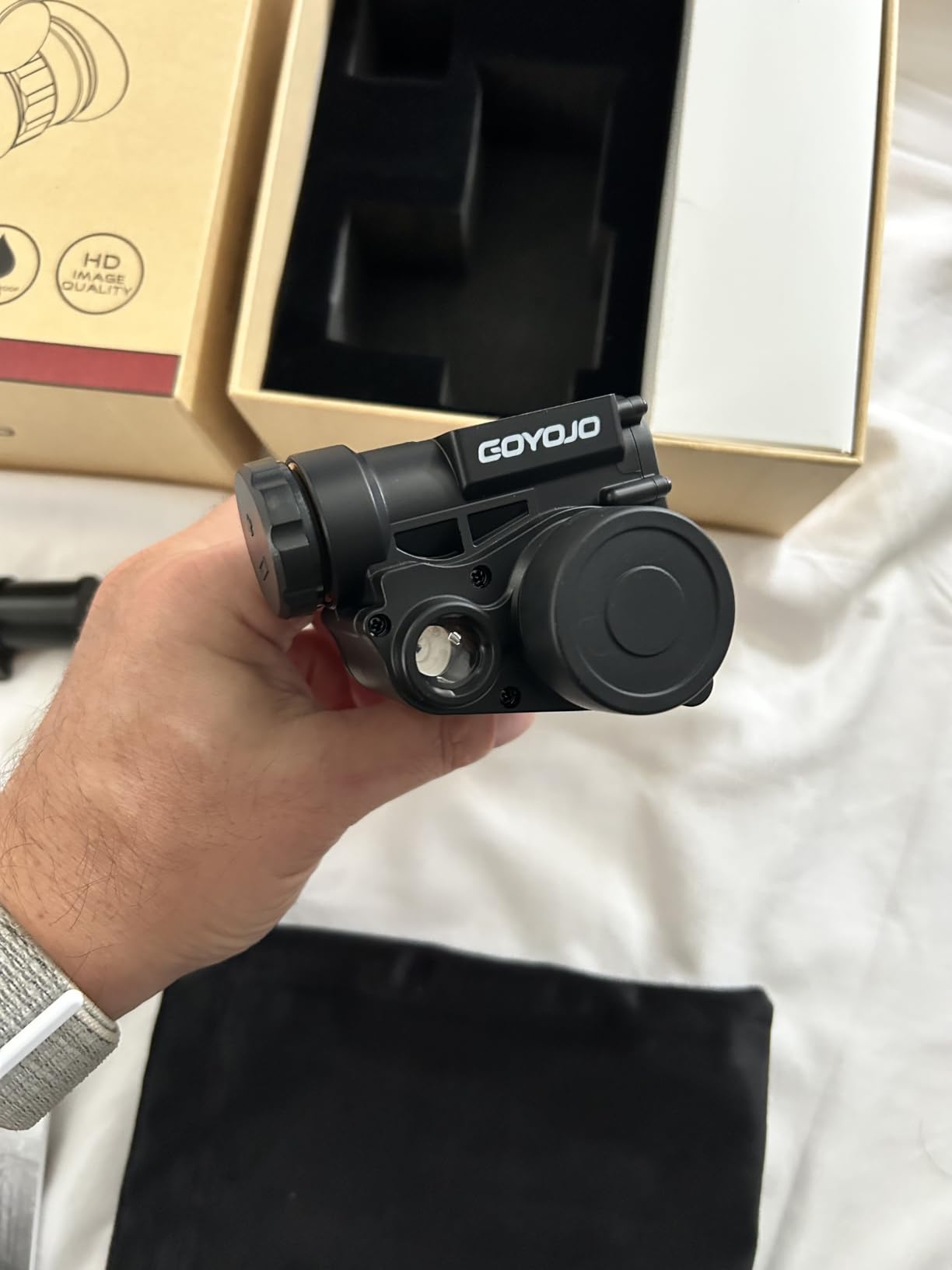 GOYOJO Night Vision Goggles Helmet-Mounted Monocular | 1080P HD NVG with 3X Zoom & Adjustable Infrared | IP66 Waterproof for Hunting, Surveillance, Camping | Built-in Compass (100% Darkness) customer photo 1