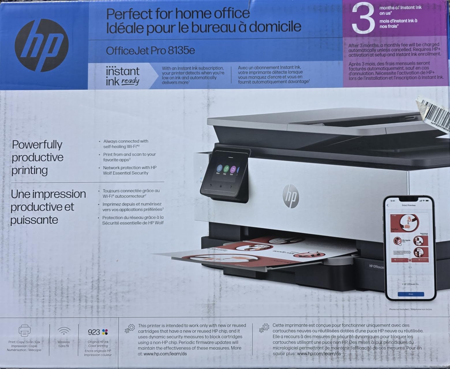 HP OfficeJet Pro 8135e Wireless All-in-One Color Inkjet Printer, Print, scan, Copy, fax, ADF, Duplex Printing Best-for-Home Office, 3 Month Instant Ink Trial Included, AI-Enabled (40Q35A) customer photo 2