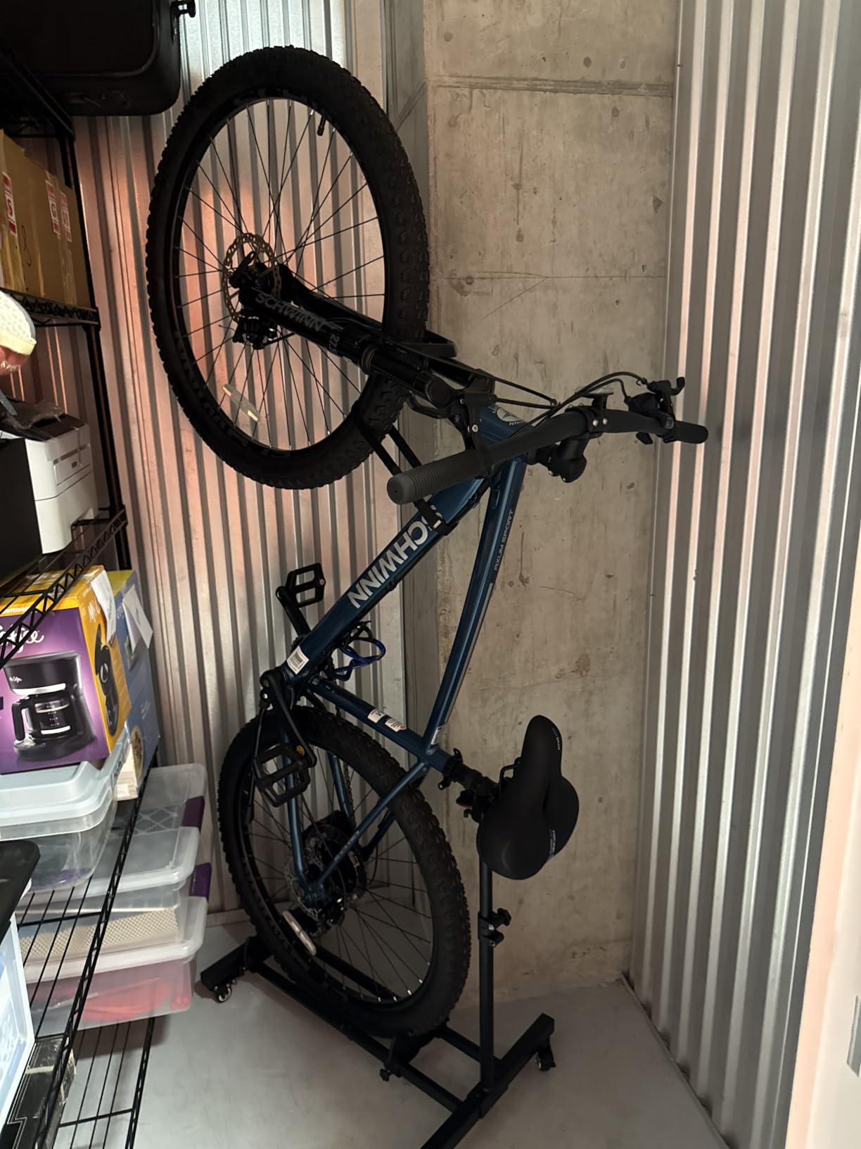 Vertical Bike Stand, Freestanding Bike Rack for Garage Storage, Upright Bicycle Floor Stand with Adjustable Height and 360° Rolling Wheels, Space Saving Indoor Bike Holder for 24