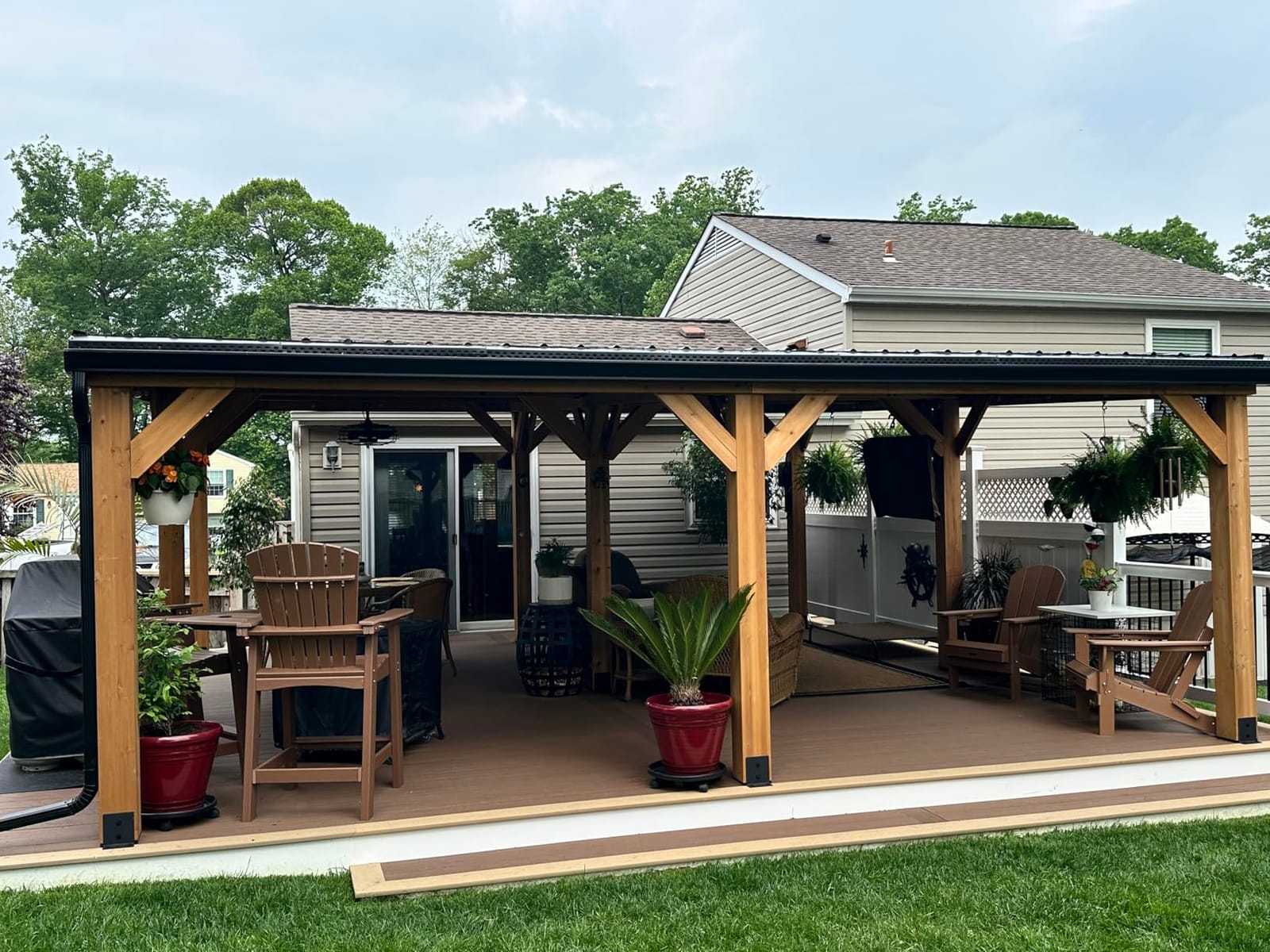 Backyard Discovery Kingsport 20' x 20' Cedar Wood Outdoor Carport Garage with Heavy-Duty Galvanized Steel Slope Roof, Snow Support, Wind Resistance, PowerPort, Shelter to Protect Cars, Boats, Trucks customer photo 1