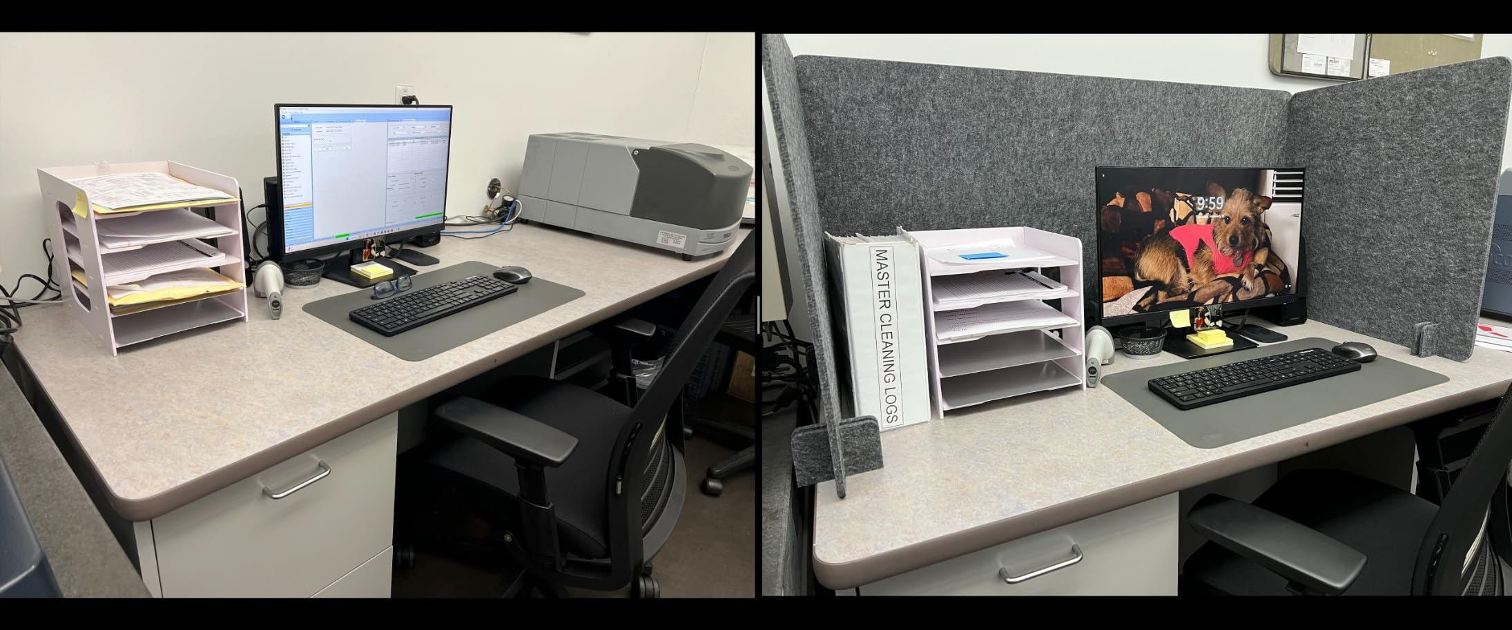 Buryeah 3 Pcs Desk Divider Desk Partition 23.6 x 47.2, 23.6 x 23.6 Stand up Freestanding Cubicle Privacy Panel Reducing Noise Visual Distraction Divider for Office Home School(Deep Gray) customer photo 2