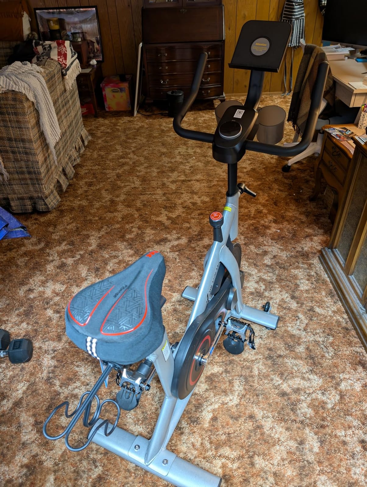 MERACH Exercise Bike, Magnetic Friction Stationary Bike for Home | Low Noise Indoor Cycling Bike with Exclusive App, 300lbs Weight Capacity, Tablet Mount and Fitness Courses for Weight Loss customer photo 2