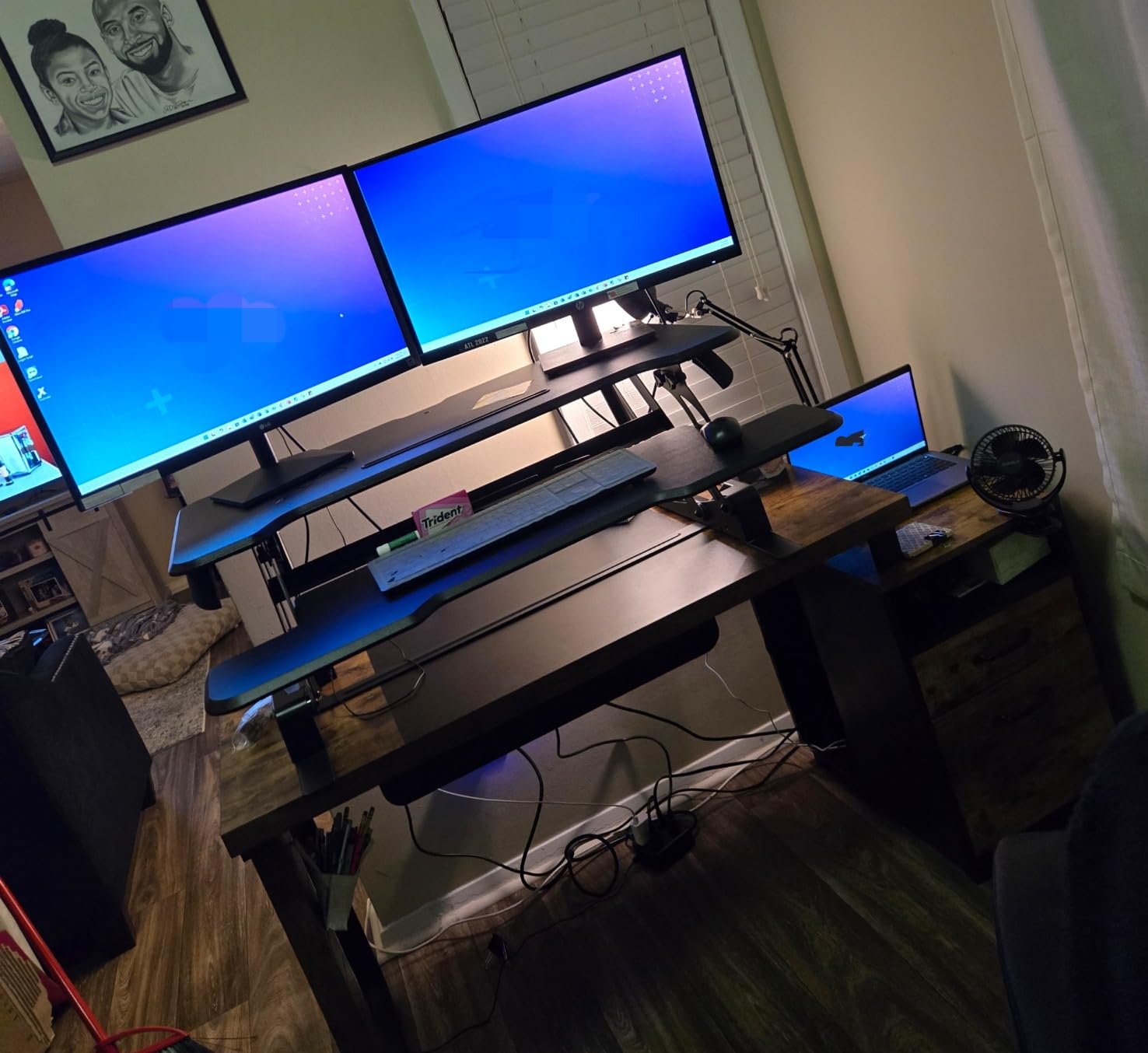 Mount-It! Height Adjustable Standing Desk Converter, Compact 30” Wide Tabletop Standing Desk Riser with Gas Spring, Desktop Stand Up Workstation with Keyboard Tray Fits Monitor or Laptop, Dark Walnut customer photo 1