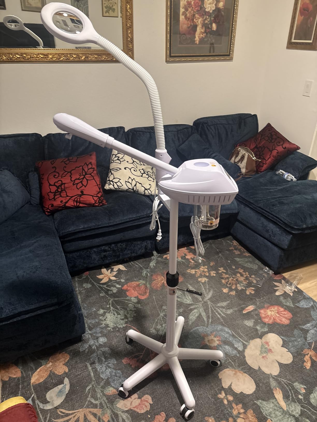 Salon Señor Professional Facial Steamer with 5X Magnifying Lamp, White | Ozone face steamer on wheels, deep cleansing and hydration, for home use or beauty spa customer photo 2