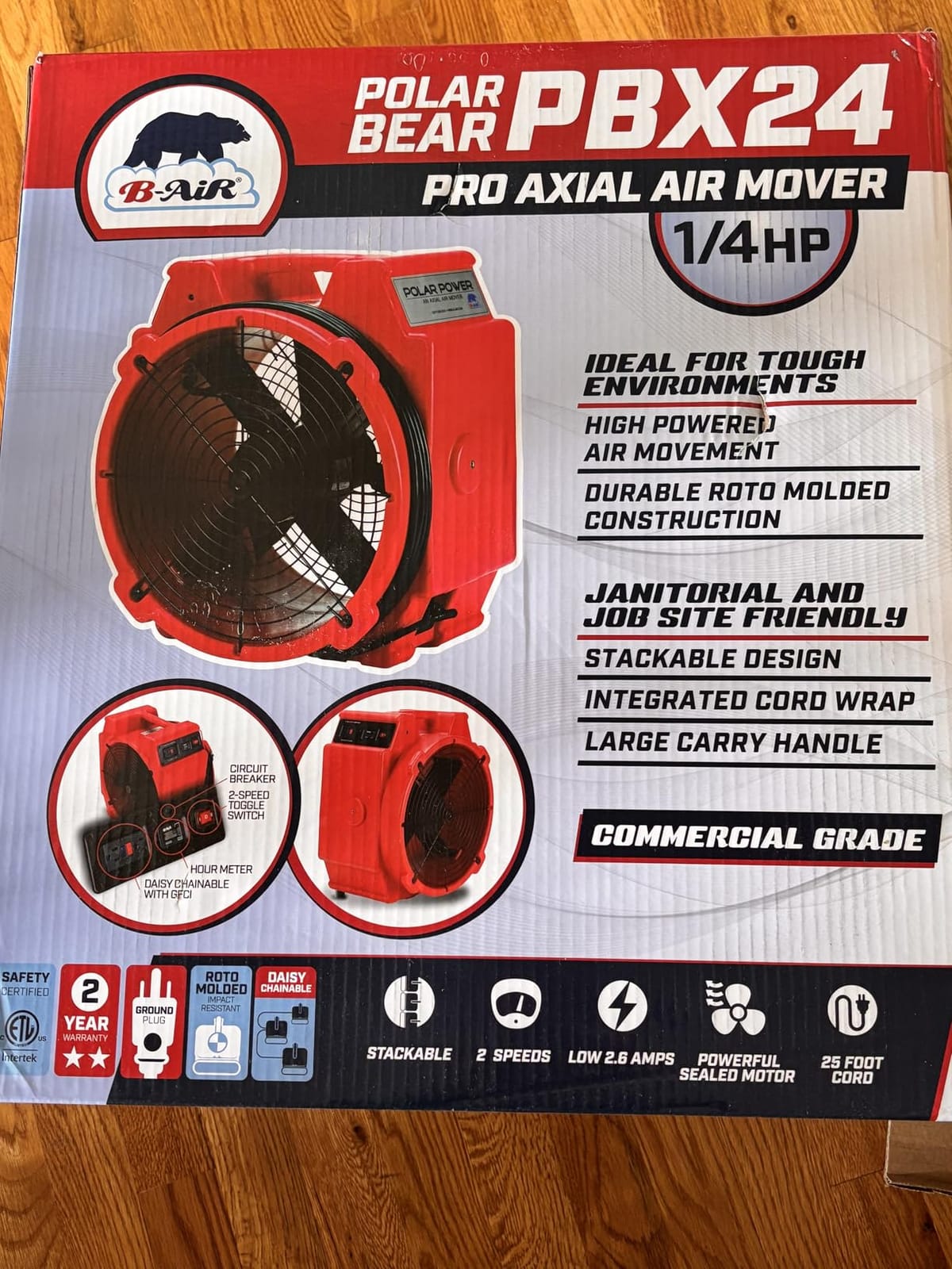B-Air 1/4 HP Polar Axial Blower Fan High Velocity Air Mover for Water Damage Restoration, Air Circulation, Drying, 3300 CFM, Daisy Chain Capable, Stackable, (Red) customer photo 1