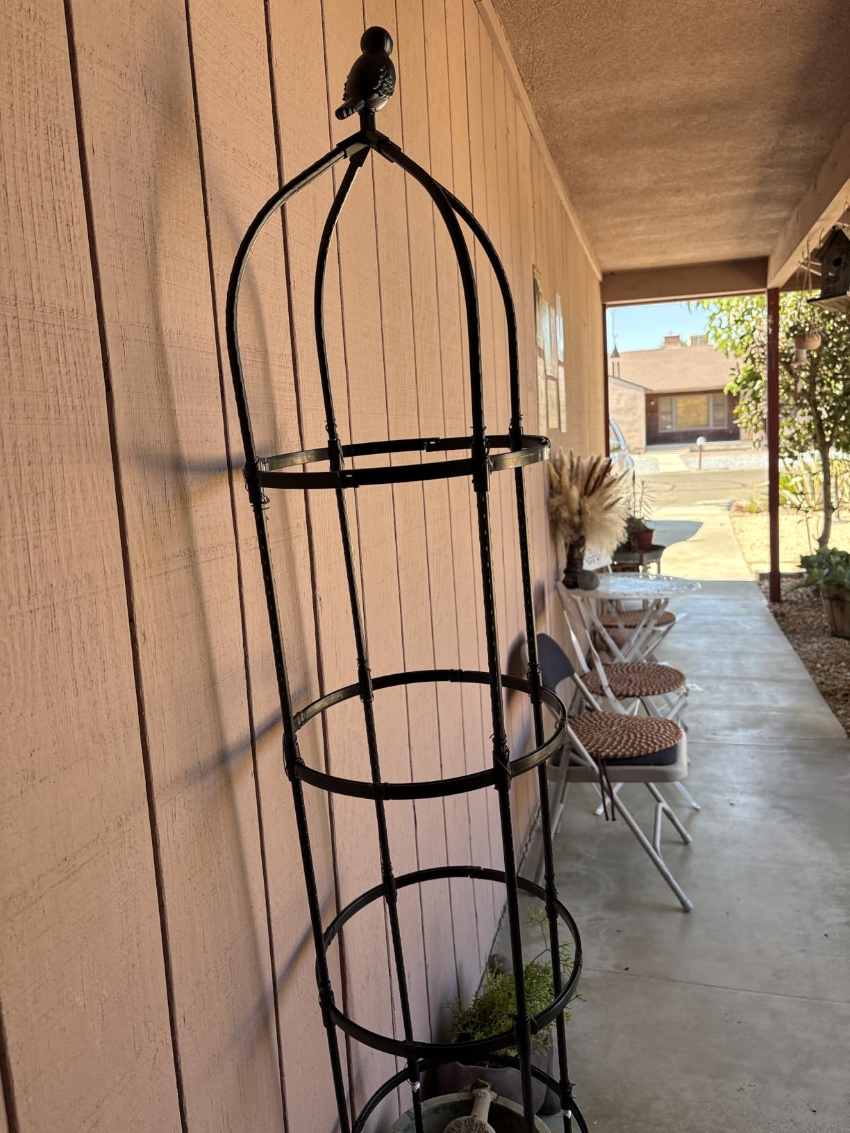 1 Pack Garden Obelisk Trellis for Climbing Plants Outdoor, 6FT Adjustable Metal Plant Support with 3 Decorative Tops, Black Rustproof Trellis for Roses, Tomatoes, Clematis & Vines customer photo 2