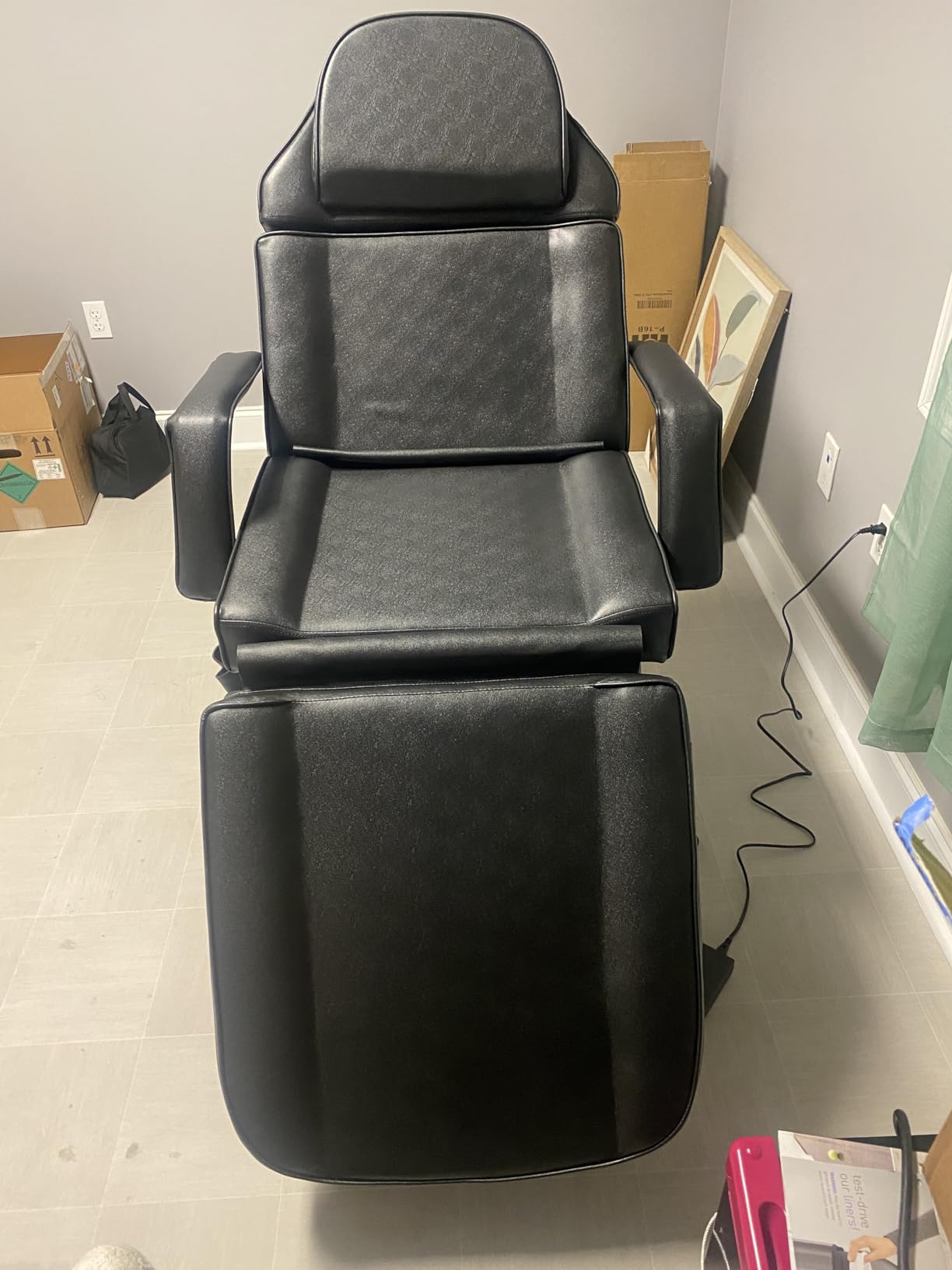 OmySalon Fully Electric Salon Facial Bed Chair, Multi-Purpose Massage Tattoo Lash Waxing Table, Height Backrest Footrest Adjustable, for Beauty Barber Spa (White) customer photo 1