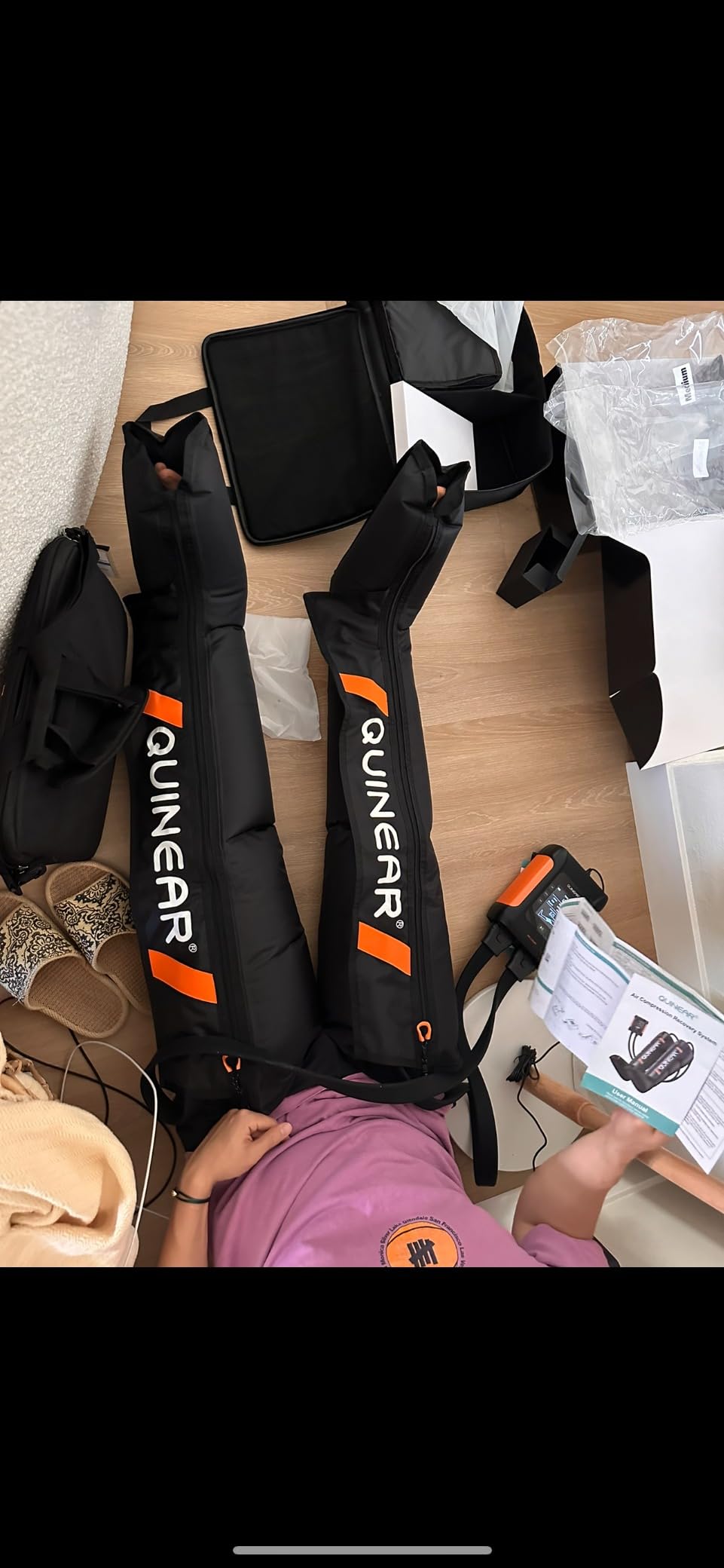 QUINEAR Professional Leg Recovery System, Cordless Air Compression Boots with Sequential Compression, Leg and Foot Massager, Fast Recovery Therapy for Athletes, FSA-HSA Eligible (Medium) customer photo 1