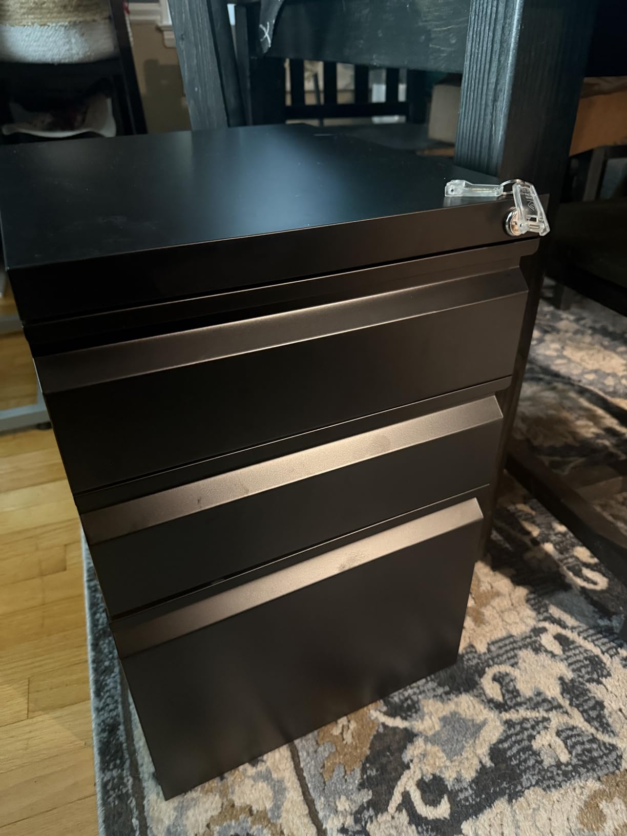 Letaya Mobile File Cabinet with Lock,2 Drawer Under Desk Metal Rolling Filing Cabinets for Home Office Organizer Letters/Legal/A4(Fully Assembled-Black) customer photo 1