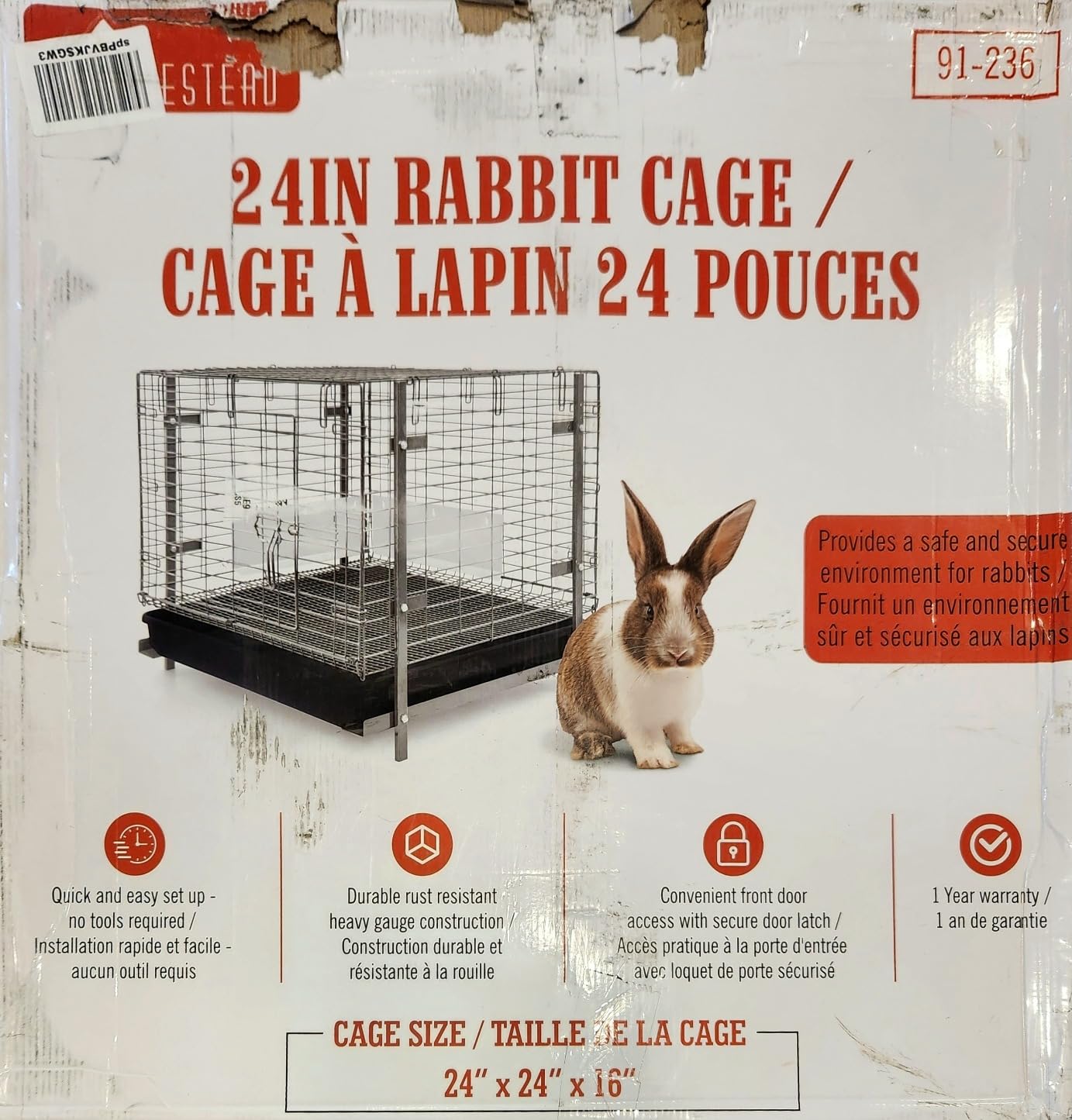 HOMESTEAD Rabbit Cage with Pull-Out Tray - 24 Inch Bunny Cage, Metal Rabbit Breeding Cage, Dual Access Doors, Waterproof Bottom & Urine Guard customer photo 1