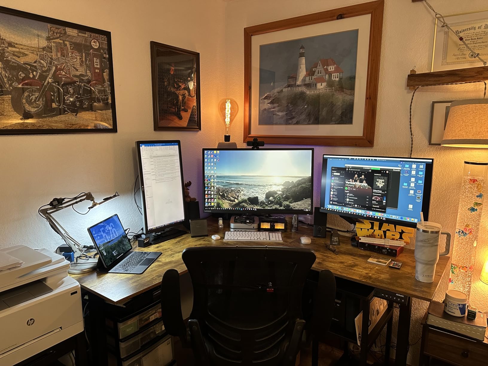 Agilestic 63 x 55 Inch L Shaped Electric Standing Desk, Rustic Brown customer photo 2