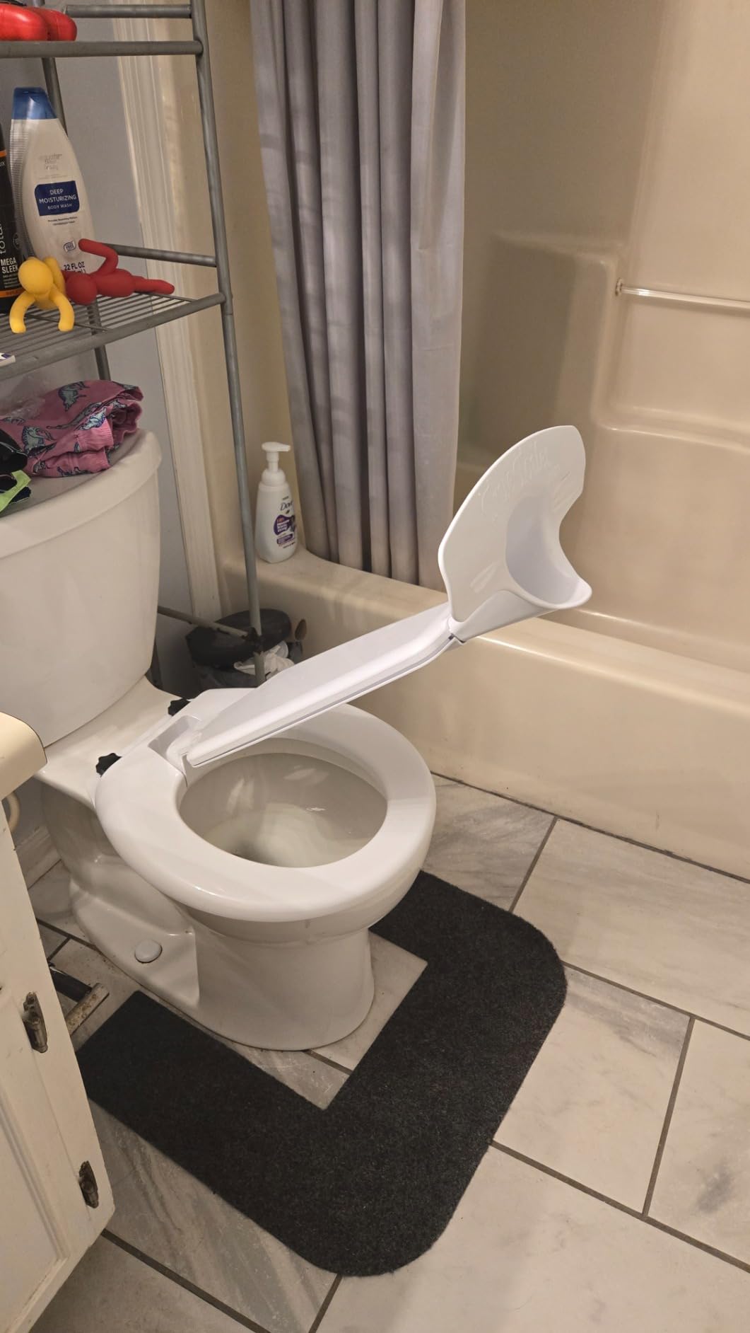 True Toilet Round Toilet Seat with Urinal Attachment, Special Needs Bathroom Solution for Seniors & Adults, Urinal for Men with Splash Guard Design, Toilet Urinal Combo for Home Care customer photo 2