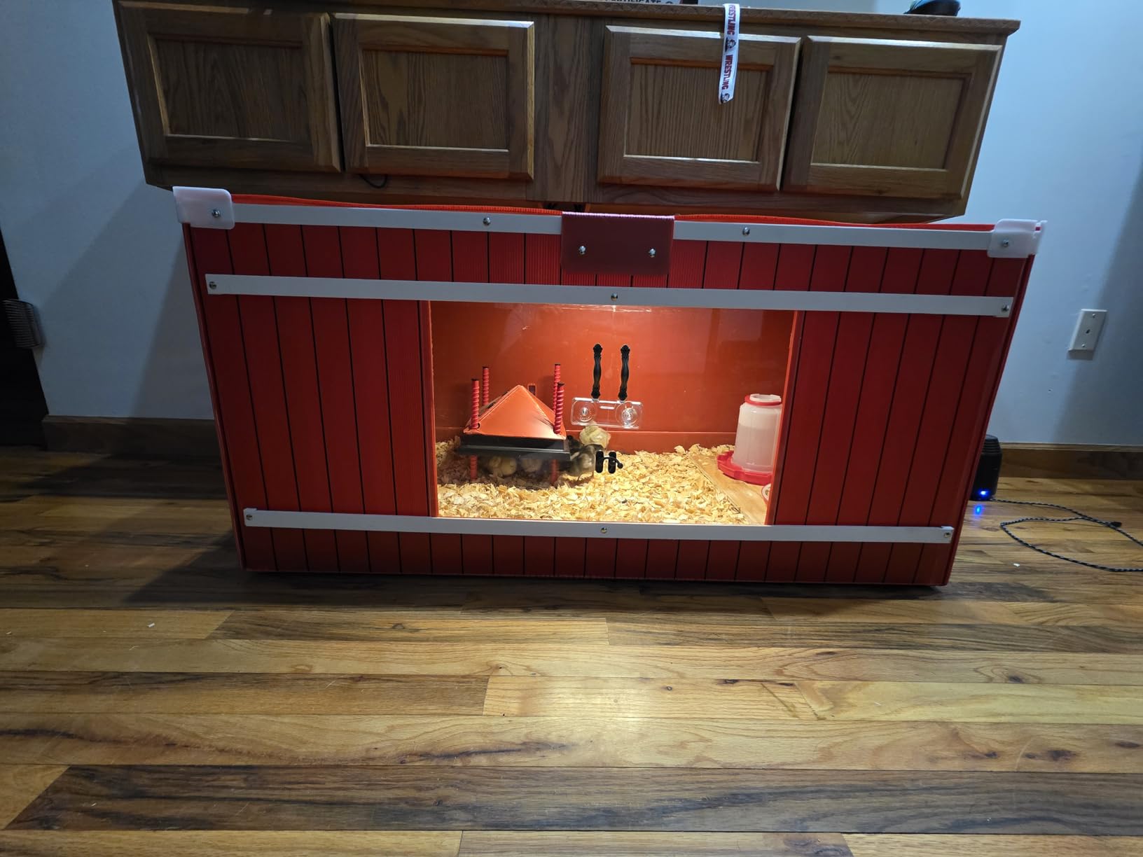 RentACoop Big Red Barn Chick Brooder - Durable, Lightweight, Easy-Clean, Multipurpose with Absorbent Liners, LED Light, Security Latch customer photo 2