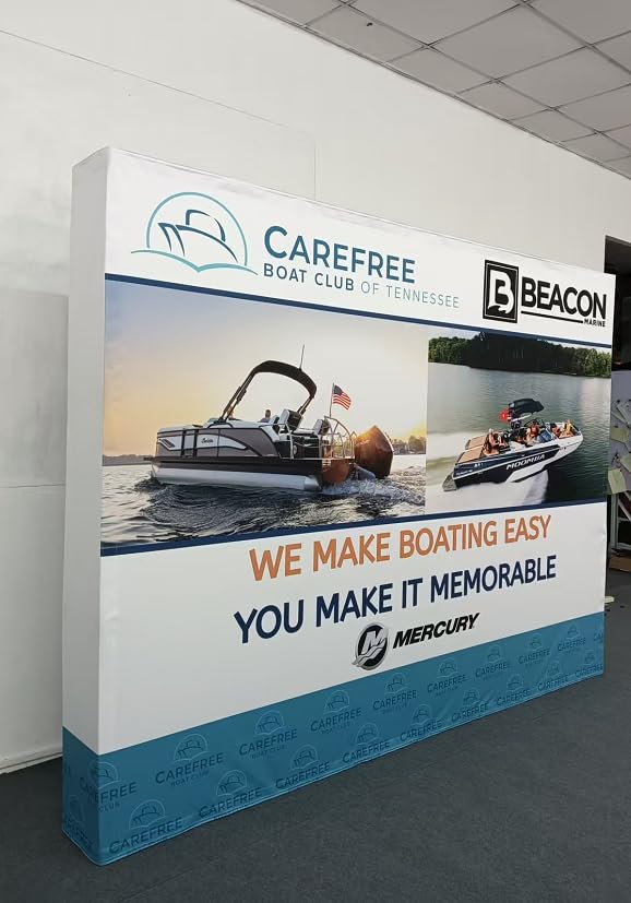 Custom Tension Fabric Display Stand Trade Show Backdrop Pop Up Display | 7.5x7.5 FT Step and Repeat Backdrop Banner With Aluminum Collapsible Frame for Trade Show Booth, Wedding & Event customer photo 1