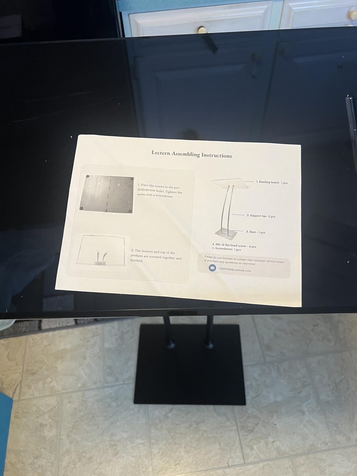Acrylic Podium Lectern with Iron Stable Bottom, Pulpits for Churches with 10MM Thickened Acrylic Countertop, Multi Function Pulpit for Modern Classroom Music Concert Wedding Conference Event customer photo 1
