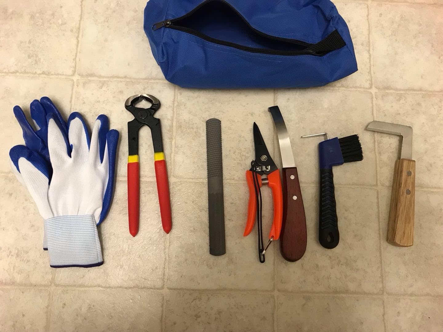 8 inch Farrier Tools Kit (8 Piece) Horse Goat Hoof Trimmers Carbon Steel Nippers Shears Nail Clipper, Mini Rasp, Hoof Trimming Cutter Knife, File for Pig Sheep Donkey Equine Supplies With Storage Bag customer photo 1