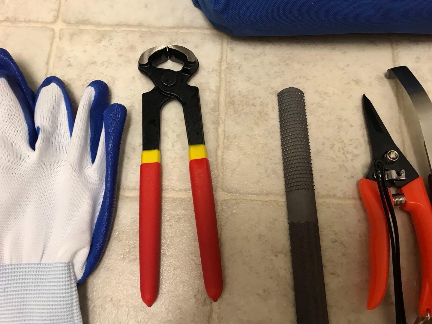 8 inch Farrier Tools Kit (8 Piece) Horse Goat Hoof Trimmers Carbon Steel Nippers Shears Nail Clipper, Mini Rasp, Hoof Trimming Cutter Knife, File for Pig Sheep Donkey Equine Supplies With Storage Bag customer photo 2