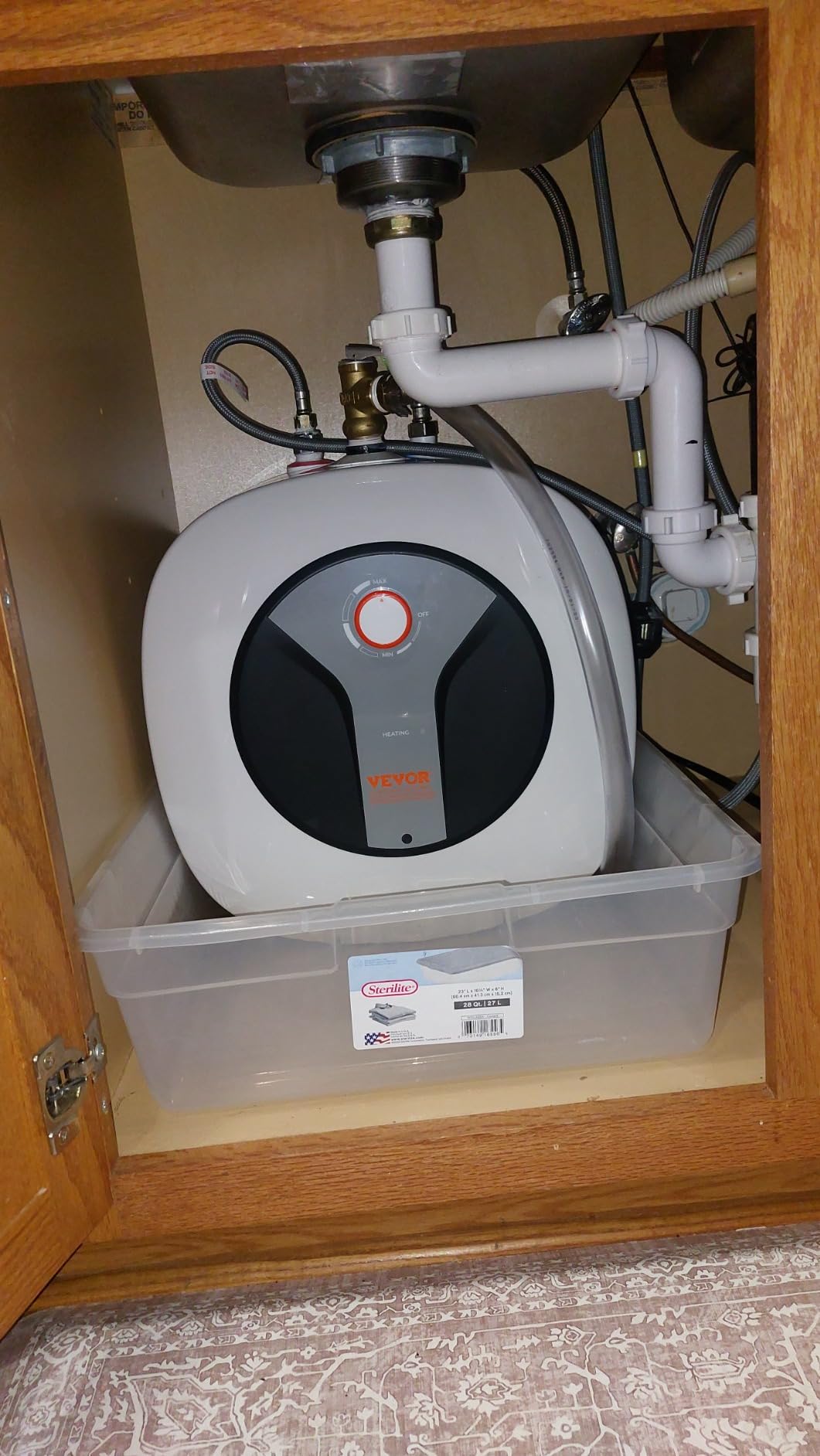 VEVOR Electric Mini-Tank Water Heater 4-Gallon Tank, 1440W Hot Water Boiler Storage, Safety Temperature Pressure Valve Easy Install, for Kichen Bathroom Restaurant, Shelf Wall Mounted customer photo 1
