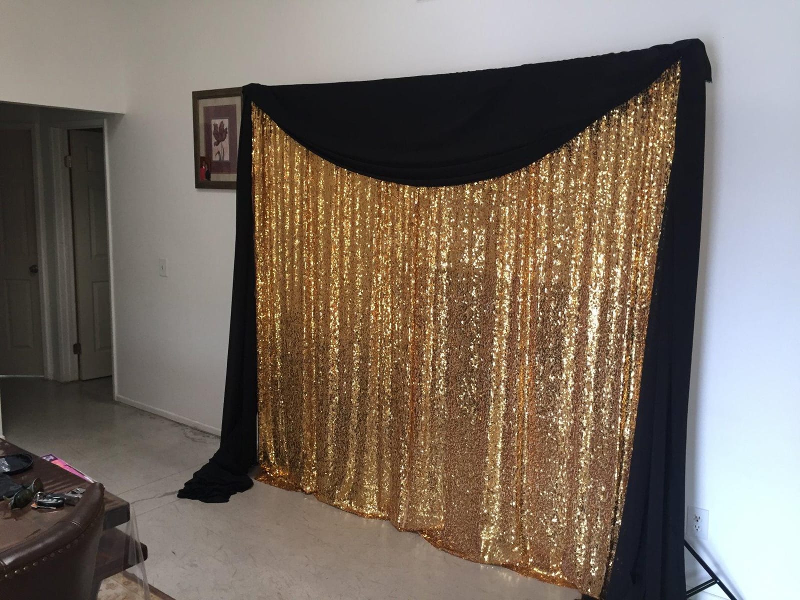 EMART 10x10ft Heavy Duty Backdrop Stand Adjustable Pipe and Drape Kit | Sturdy Metal Diy Photo Background Frame with 9.26 LBS Steel Flat Base for Parties, Events, Wedding, Photography - Silver customer photo 1