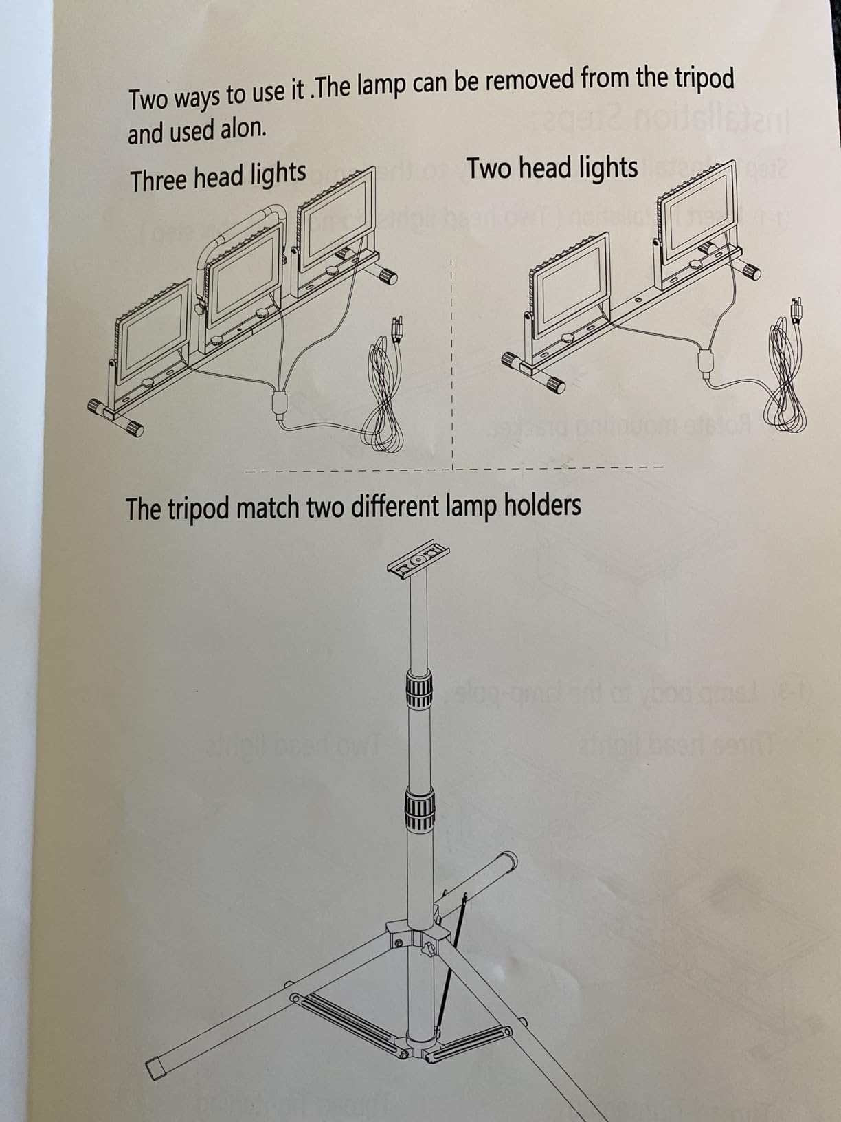 21000Lumens LED Work Lights with Stand, 3 Adjustable Work Lamp | Head With Individual Switch, IP66 Waterproof Tripod Work light for Outdoor Indoor Job Site Workshop Garage Construction Site customer photo 2