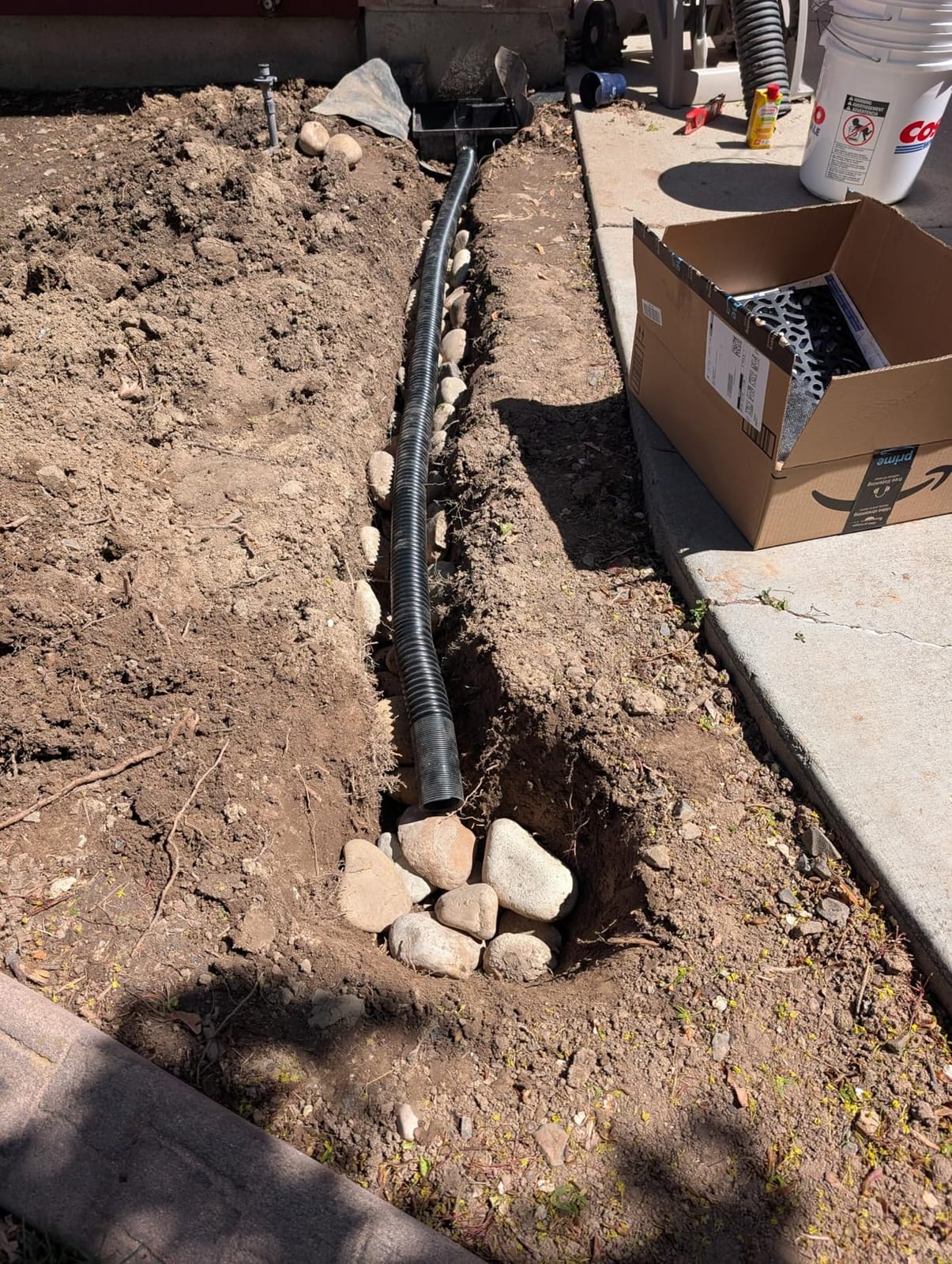 NAACOO 12x12in Gutter Downspout Extensions Big Kit | Catch Basin+2pcs Pipes, Low Profile Downspout Extender - Each Flexible Pipe 8.2ft - can be Connected into Whole. Protect Foundation customer photo 1