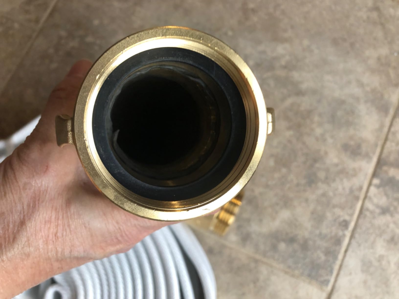 Fire Hose, White, 2-1/2 inches x 50' Lay Flat Heavy Duty Backwash/Discharge Firehose, NST/NH Brass Connectors (2.5” NST/NH-50FT) customer photo 2