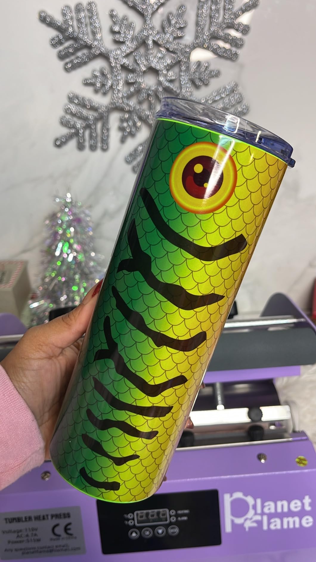 Tumbler Heat Press Machine 110V Tumbler Mug Press for 30oz 20oz 16oz Sublimation Straight Skinny Tumblers Glass Jar Cans & 11-15oz Mugs, DIY Cup Heat Press Transfer Print, Purple customer photo 2