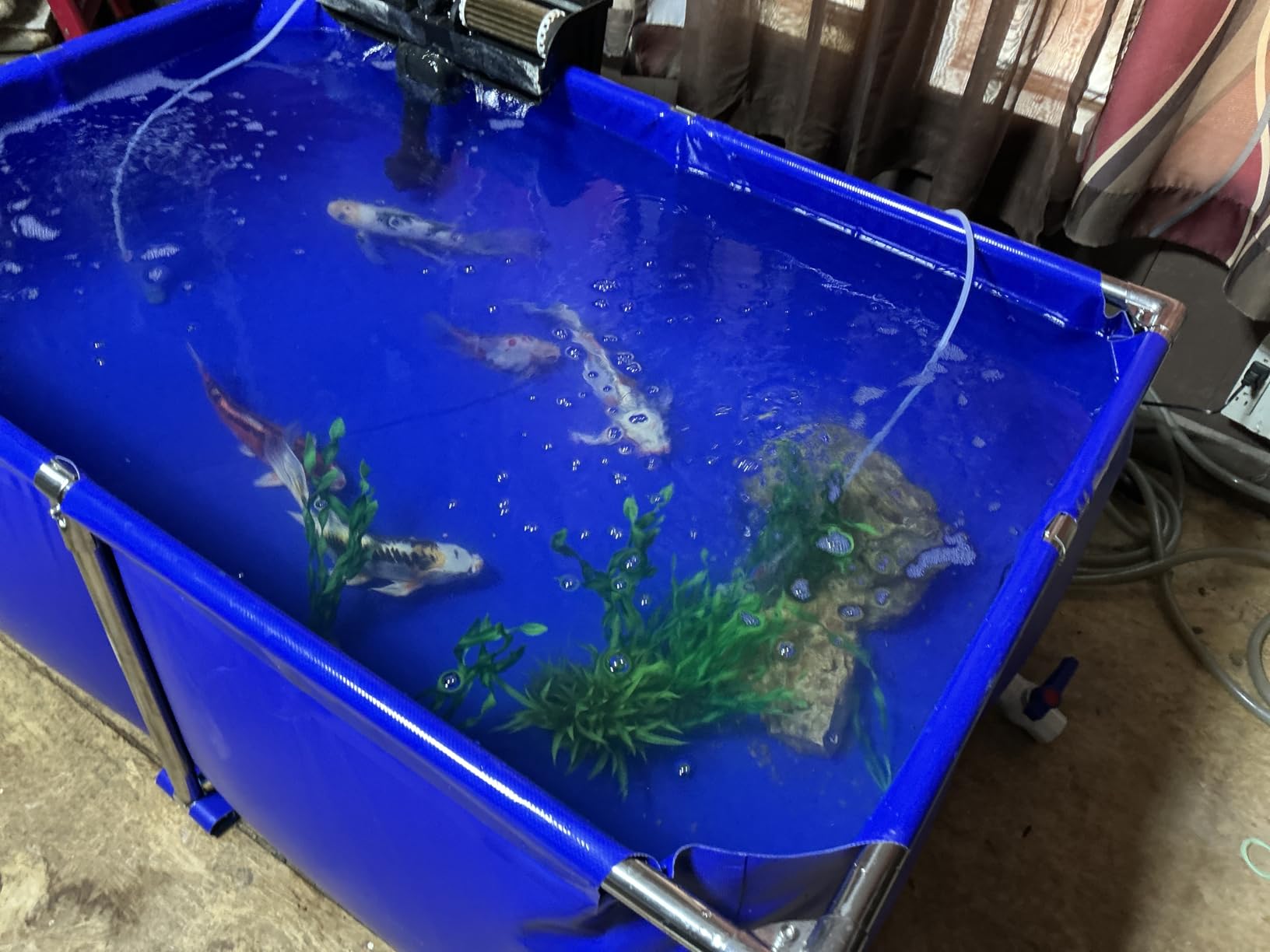 Canvas Above Ground Fish Pond, Foldable Blue Aquarium Pool with Drain Valve customer photo 1
