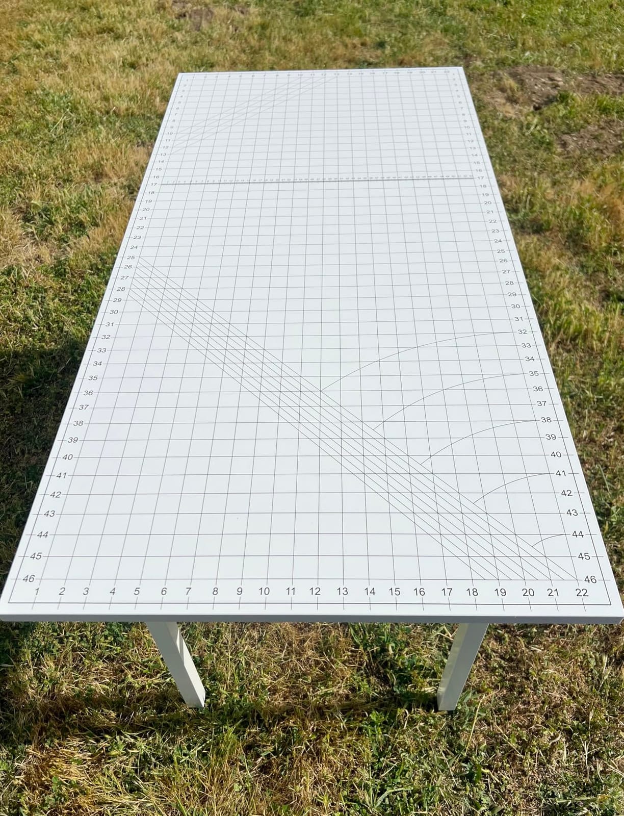Crutello Fabric Cutting & Sewing Table, 48x24 Inch - Grid Top with Storage customer photo 1