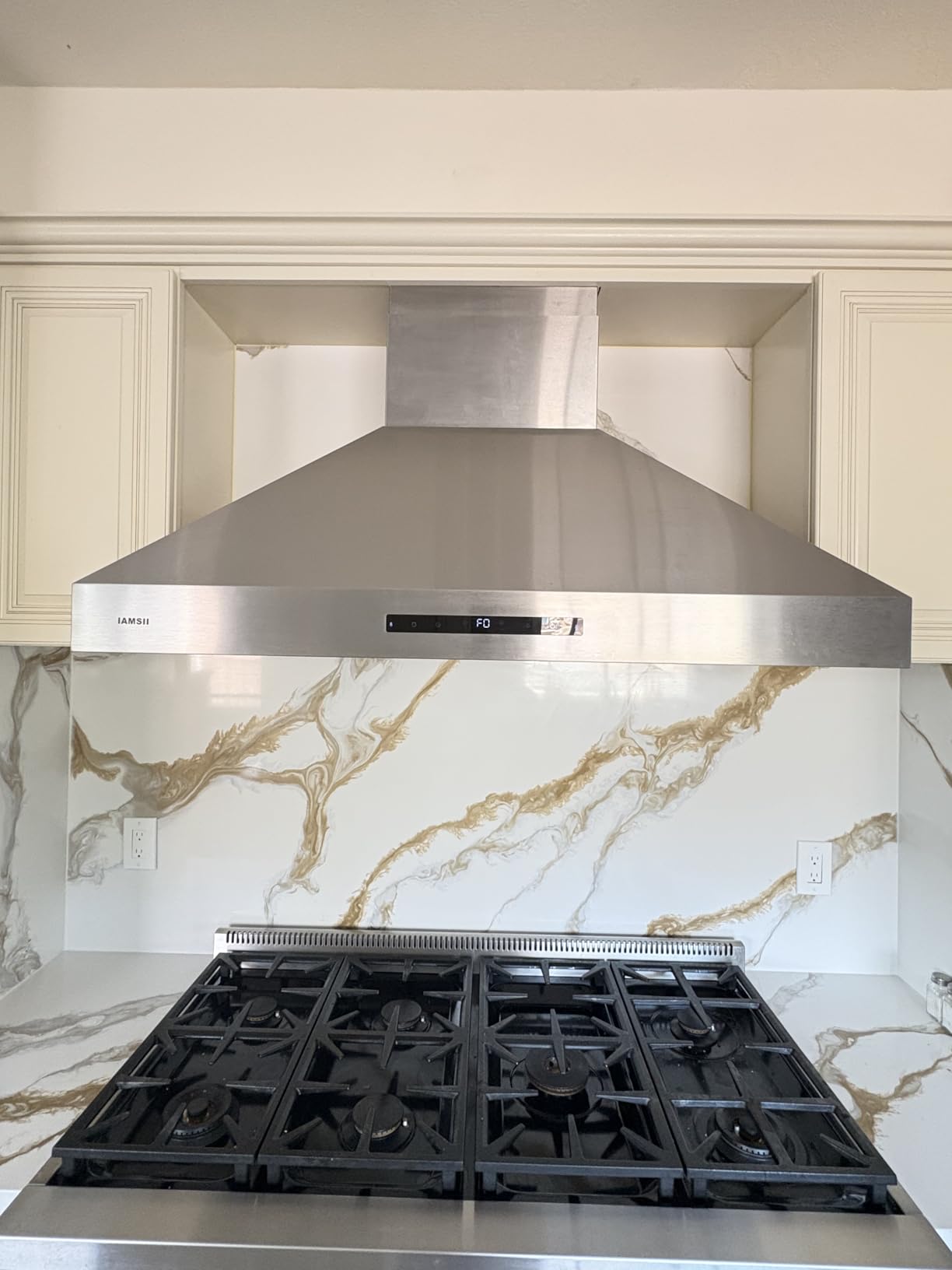 Wall Mount Range Hood 48 Inch, 1200 CFM Ultra Powerful Commercial Vent Hood for Large Kitchen with Remote/Gesture/Touch Control, Ducted 4-Speed Stainless Steel Kitchen Hood with 4 LED Lights customer photo 1