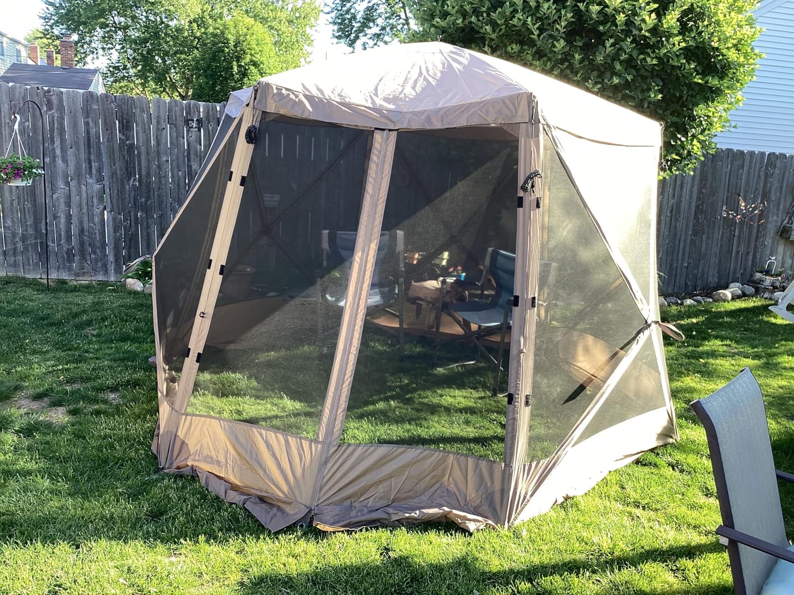 EVER ADVANCED Pop up Screen House Tent for Camping 11.5 x 9.8 ft, Instant Screened Gazebo Canopy with Netting, Portable Shelter Enclosure for Outdoor, Backyard, Khaki customer photo 2