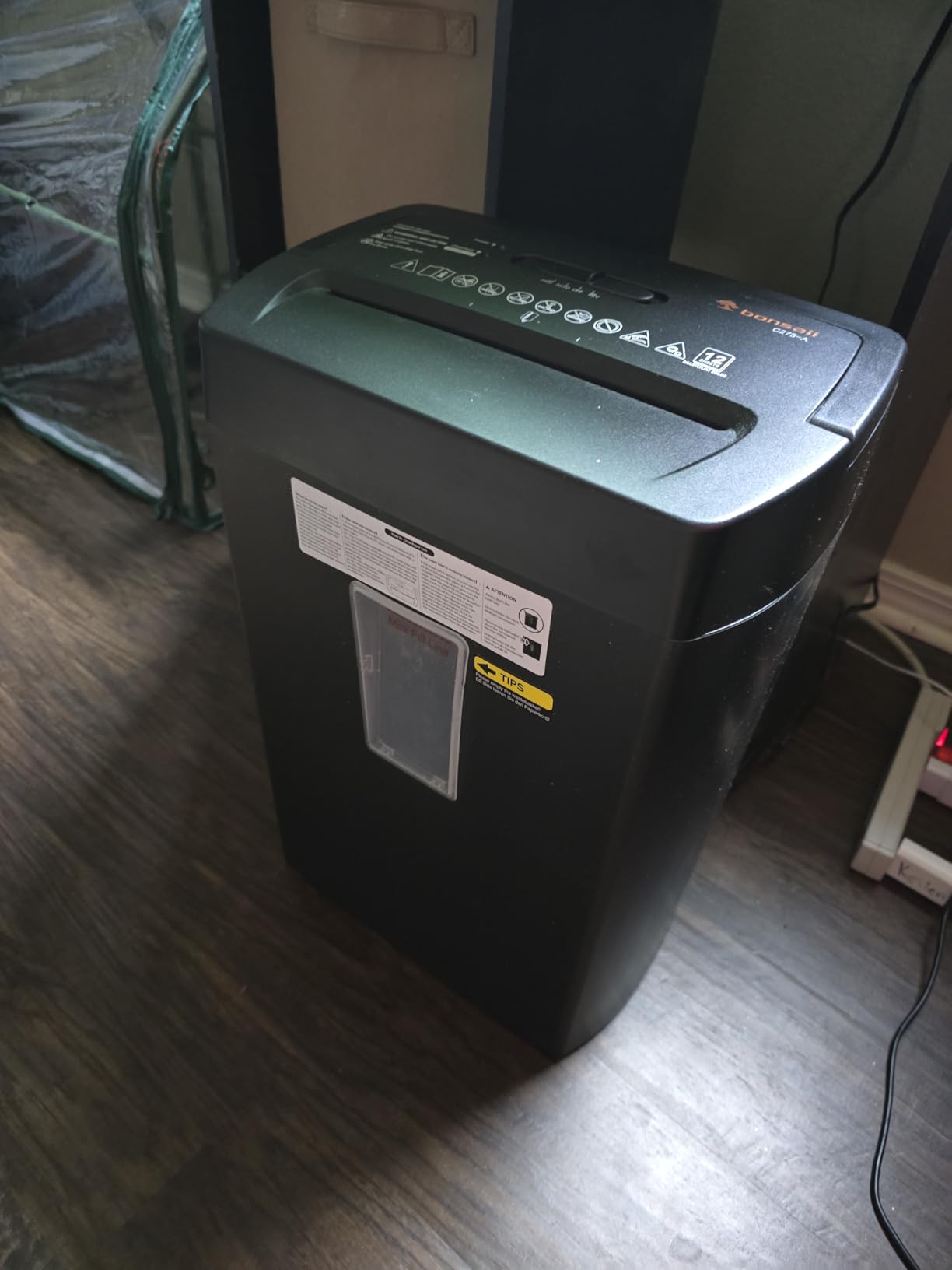 Bonsaii Micro Cut Paper Shredder, 12-Sheet, Home Office, 5.5-Gallon bin customer photo 1