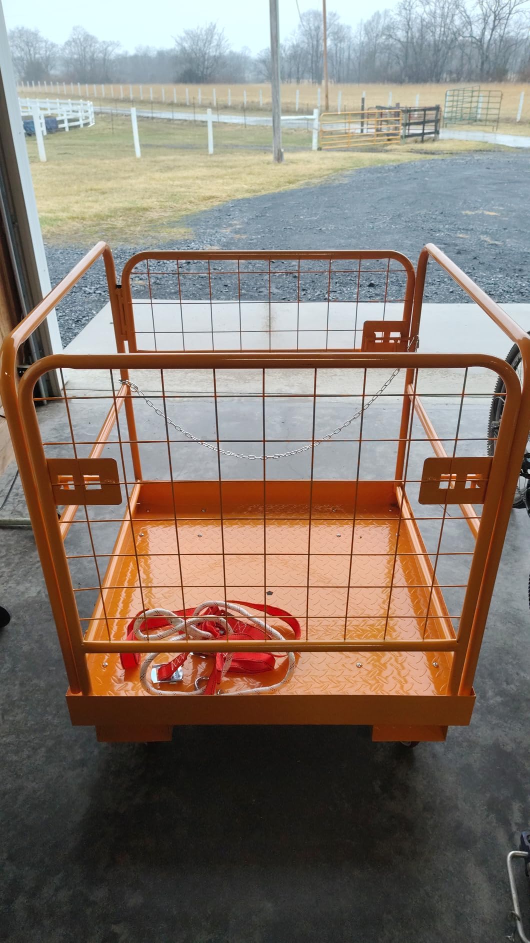 Forklift Safety Cage 36x36 Inch Forklift Man Basket Heavy Duty Lift Basket with 4 Wheels 1200LBS Capacity Safety Set for Most Aerial Jobs customer photo 1