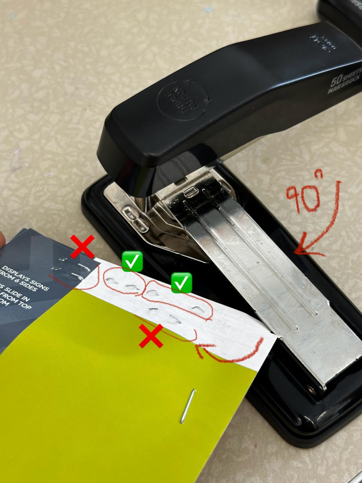 Marsrock Desktop Stapler, Swing-Arm Swivel Stapler, 50 Sheet Capacity, 2000 Staples and Staple Remover, Rotatable Heavy Duty Staplers for Office, Home, Classroom, Booklet, Book Binding,Pink customer photo 2