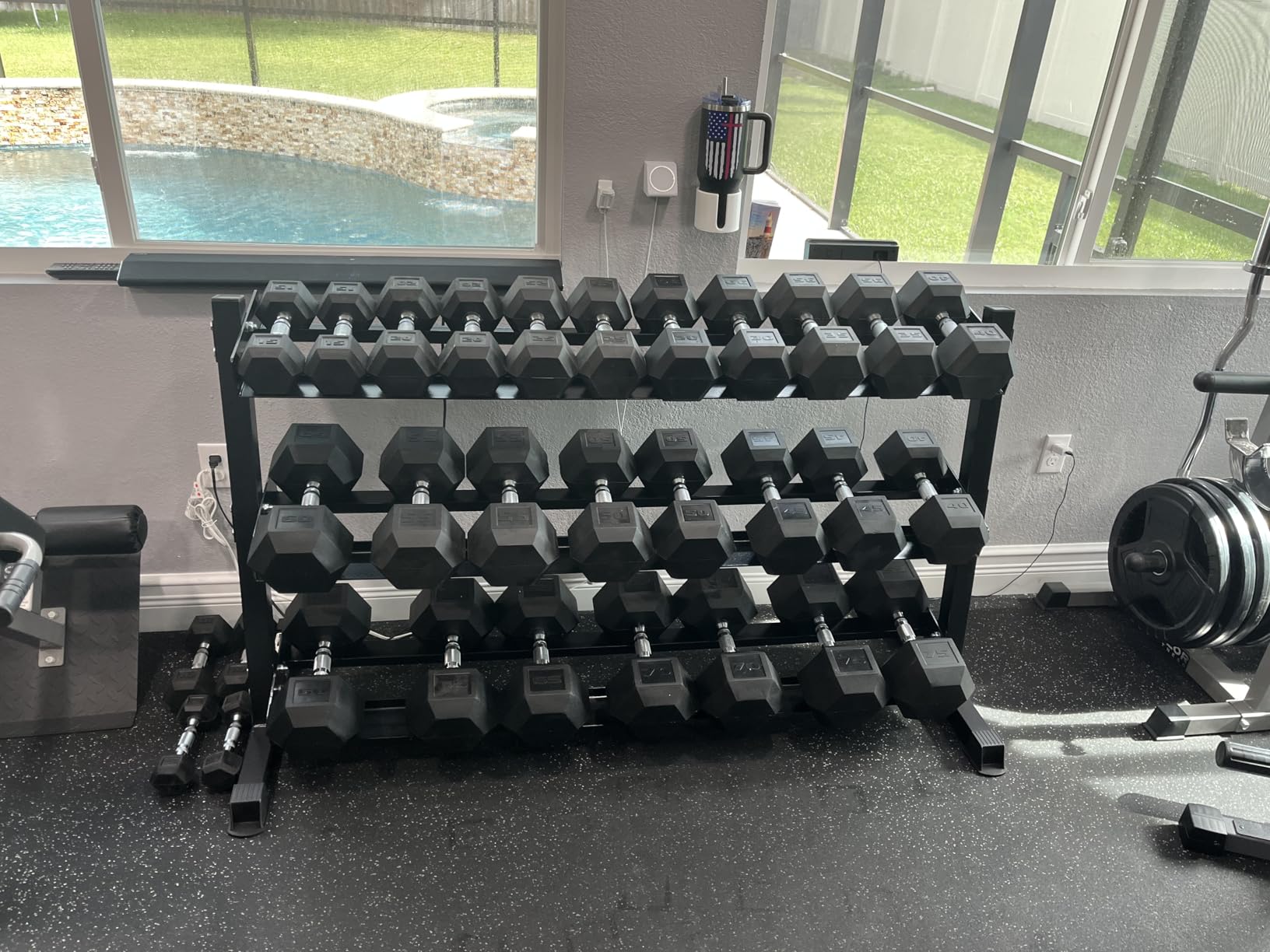 CAP 280 LB, 550 LB, 1200 LB Dumbbell Set with Horizontal 2-3 Tier Rack, Rubber Hex Free Weights, Home Gym Weight Set for Strength Training customer photo 2