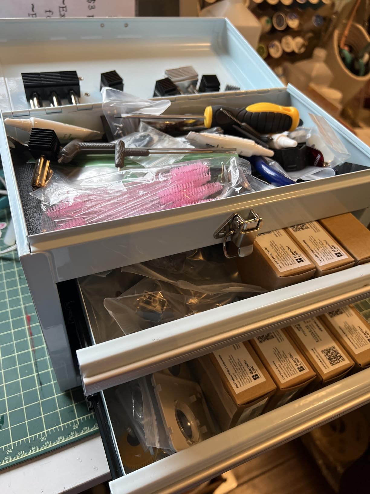 WORKPRO Portable Mini Metal Tool Box with 2 Drawers customer photo 1