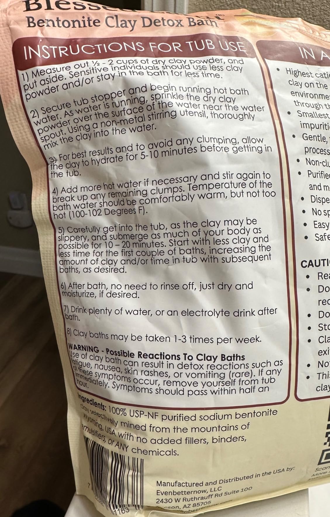 Blessed Earth Detox Clay Bath, 100% Pure Sodium Bentonite Therapeutic Grade – Cleansing and Purifying, by Evenbetternow LLC, Sample Size 1 lb (16 oz) customer photo 2