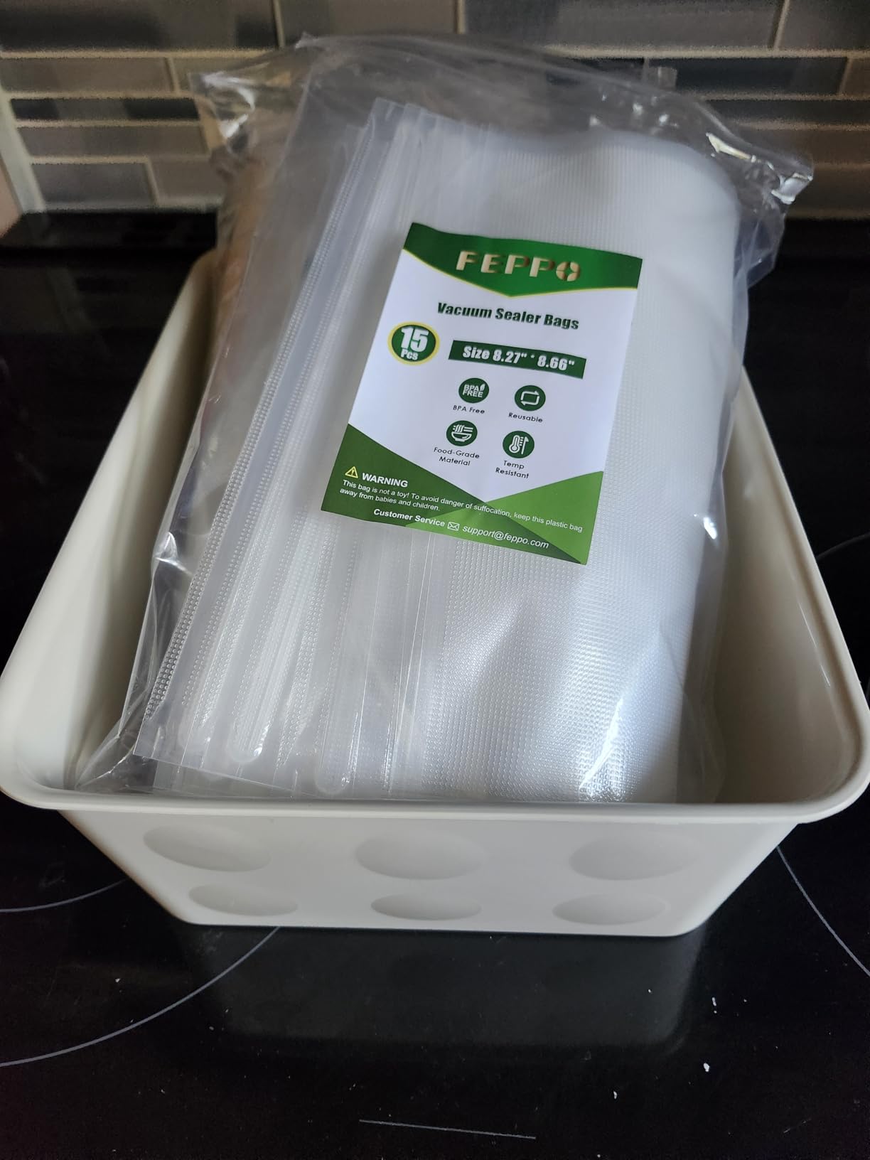 FEPPO Vacuum Sealer for Food with Visible Water Tank, 30 Reusable Bags customer photo 1